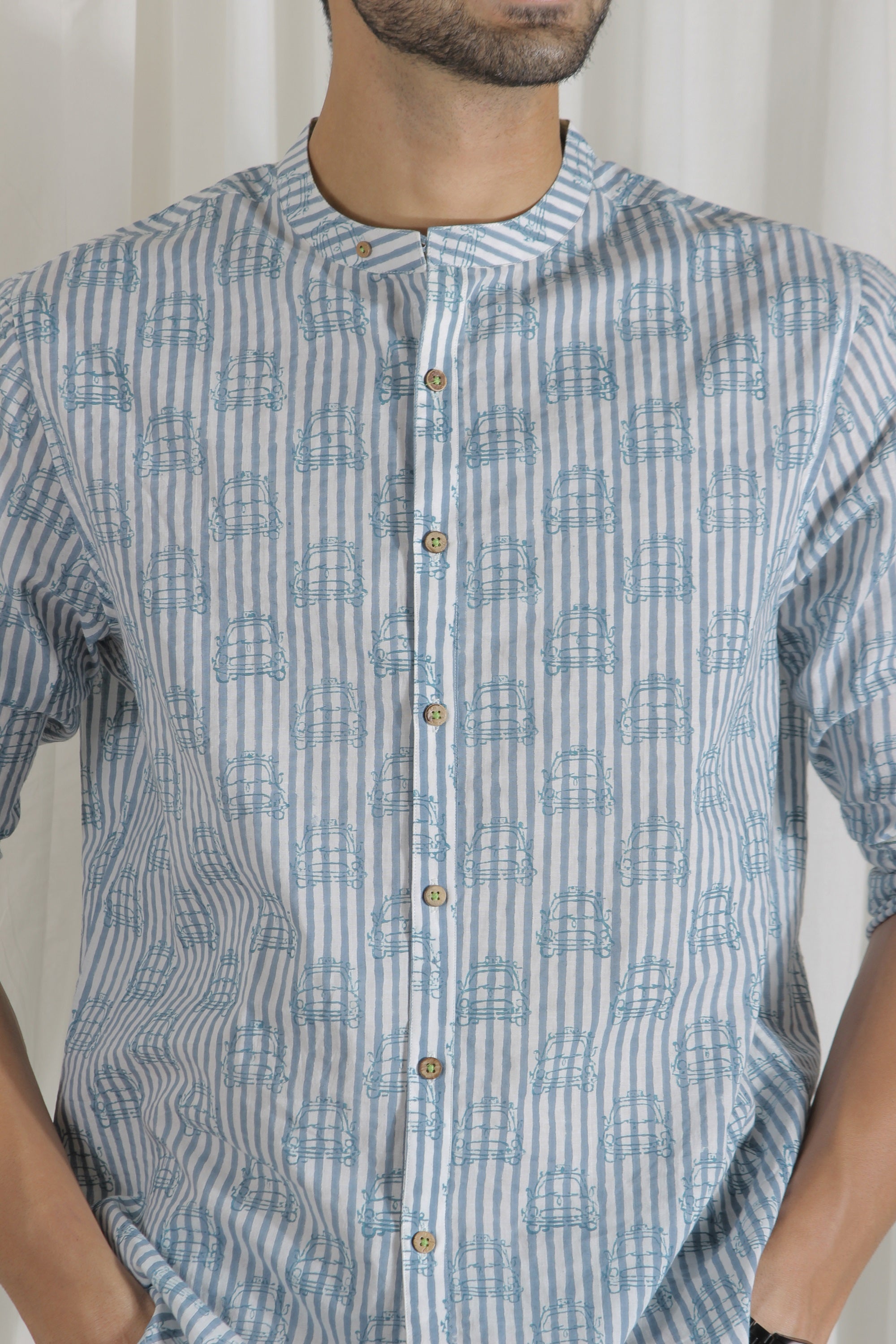 Organic Block Printed Men's Shirt