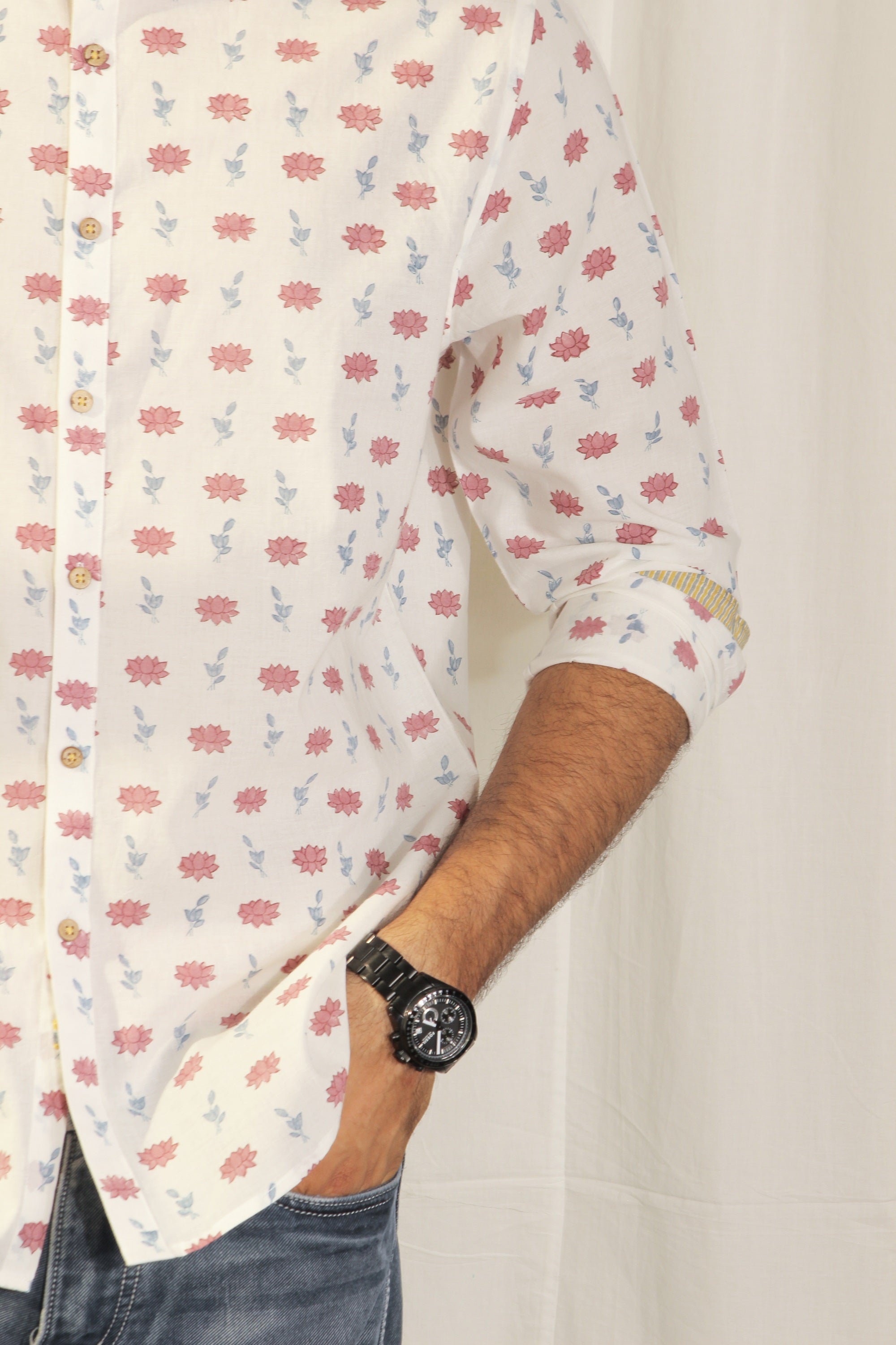 Organic Block Printed Men's Shirt