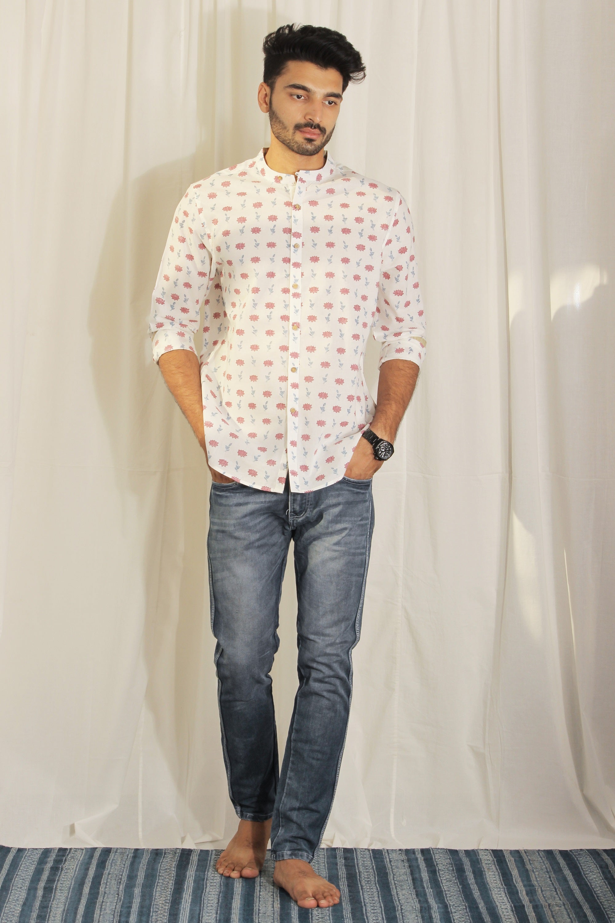 Organic Block Printed Men's Shirt