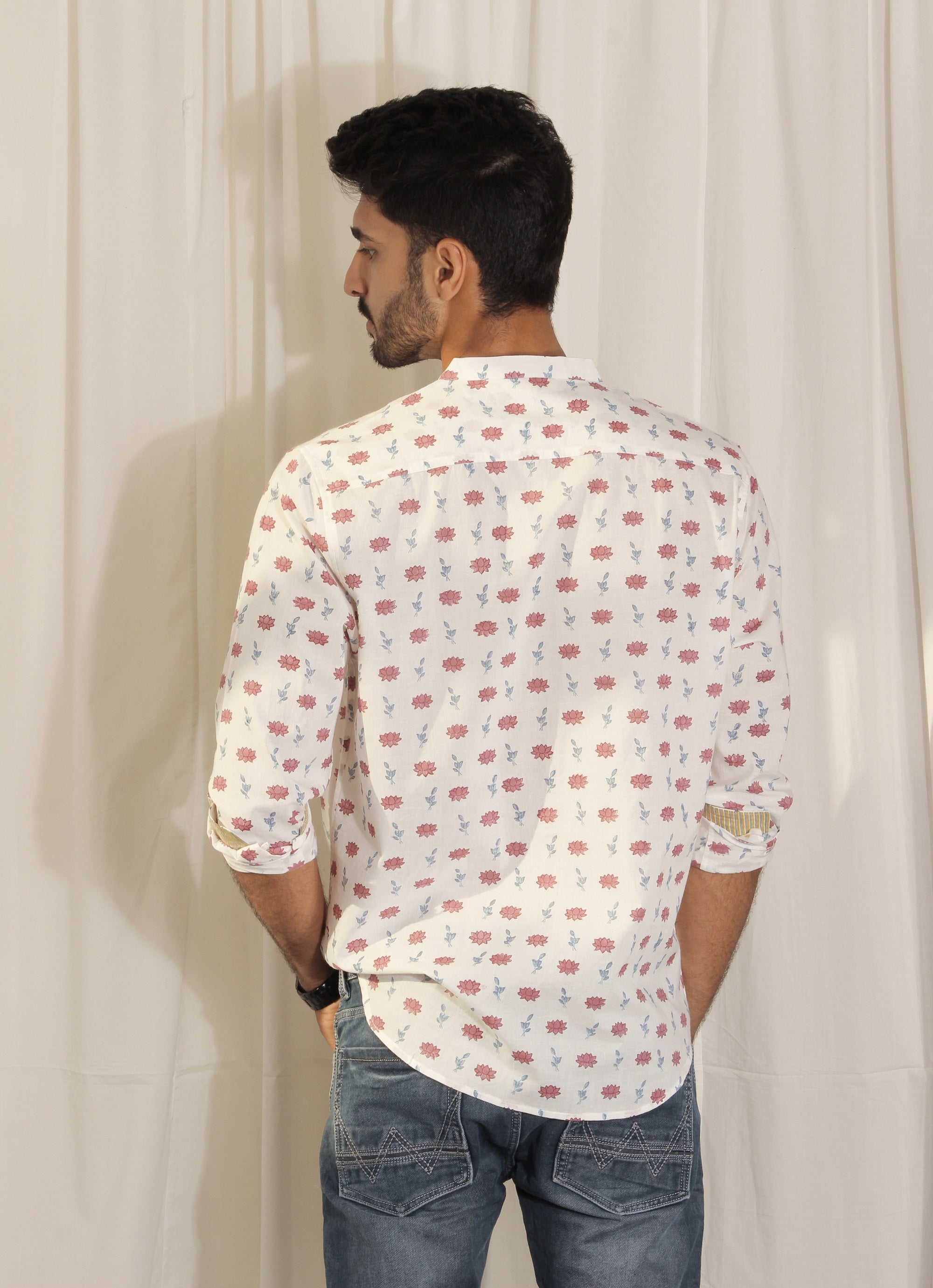 Organic Block Printed Men's Shirt