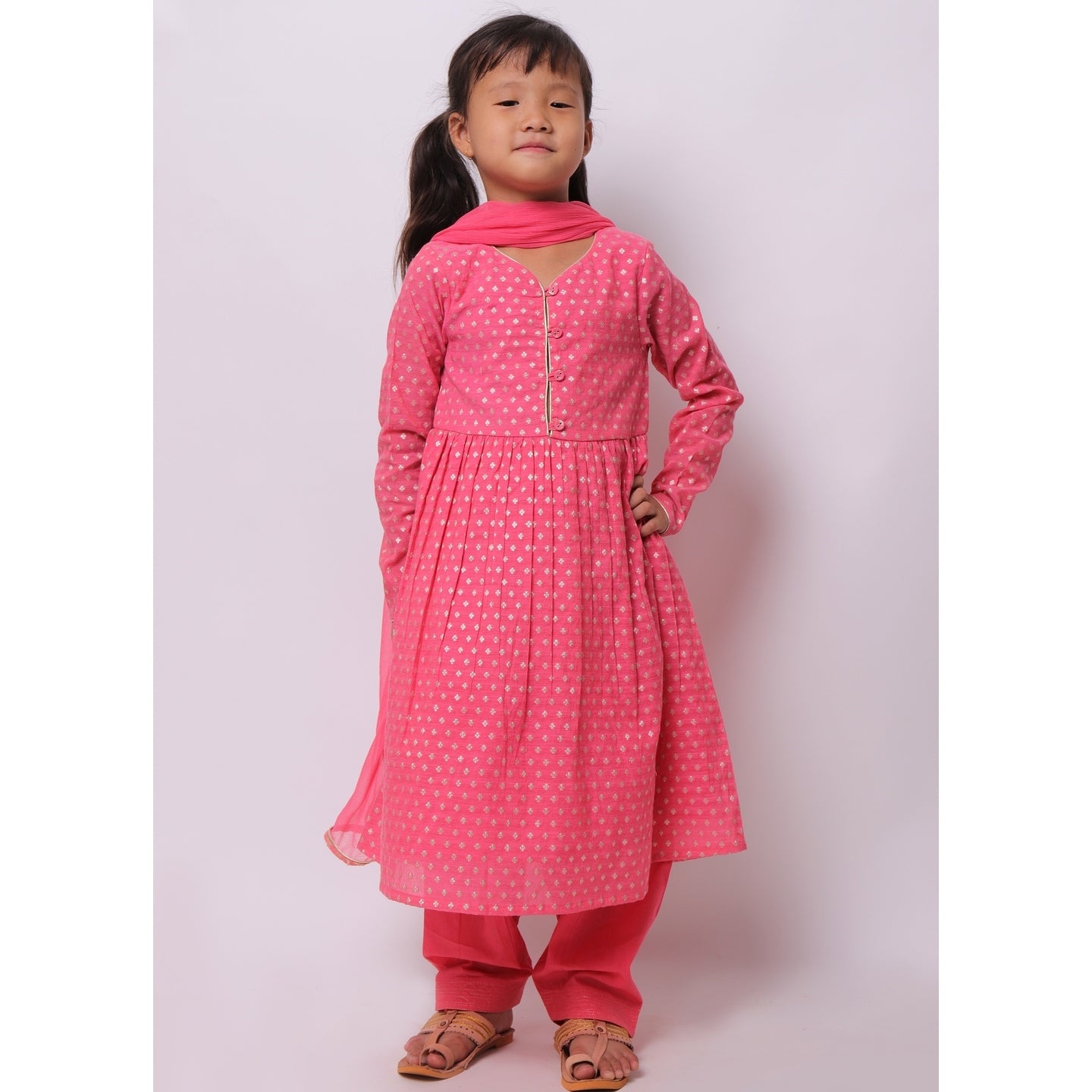 Banarasi Papiha Kurta Set Pink