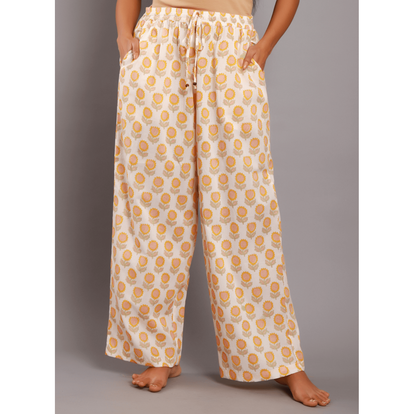 Block printed Women Pyjamas Sunflower Yellow