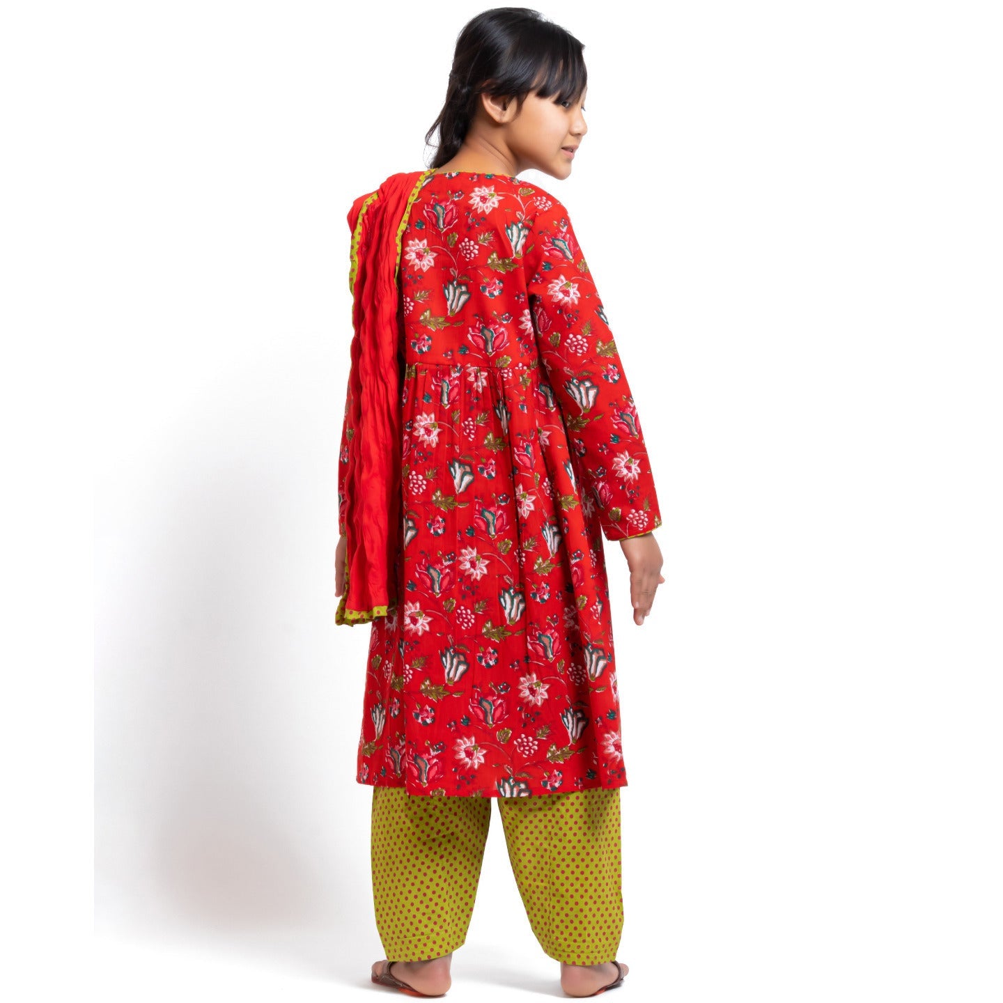 Papiha Kurta Set Red Jaal Floral
