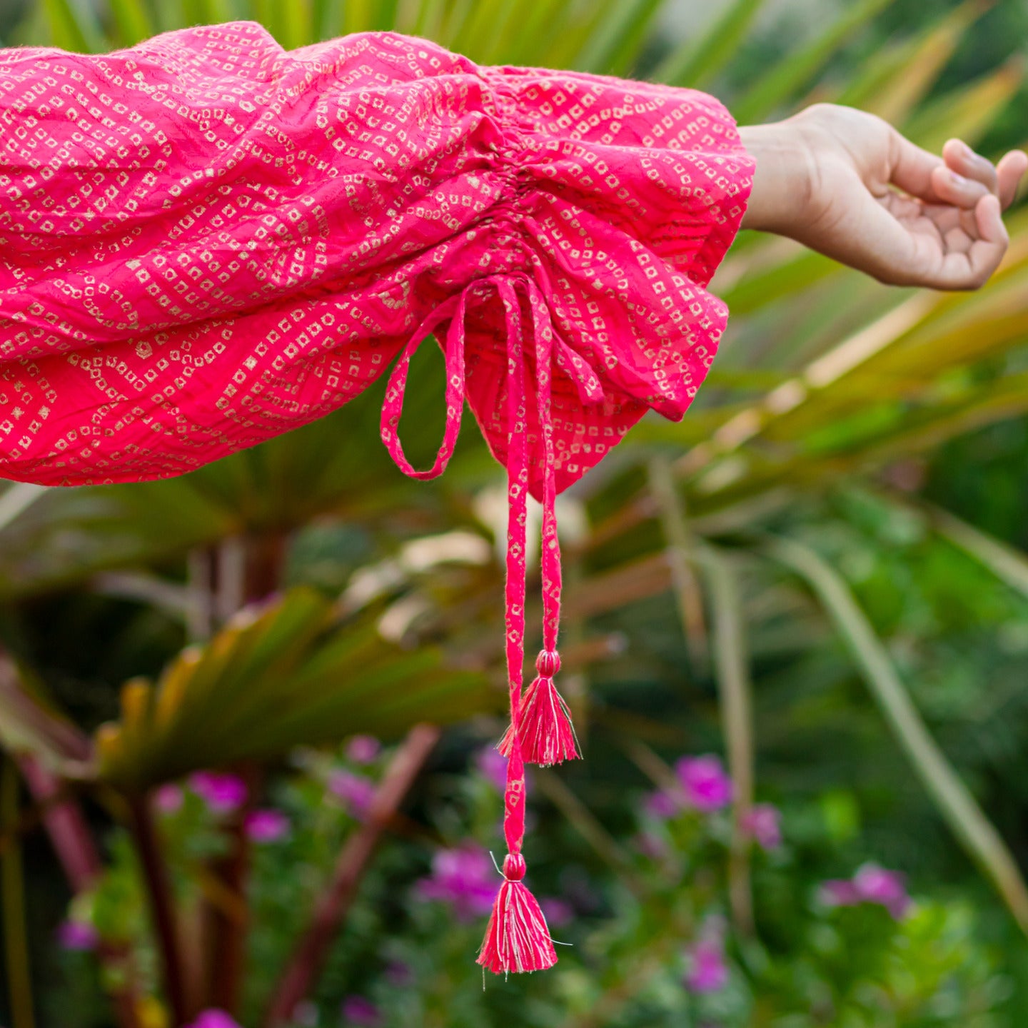 Women Block printed oversized Top Coral