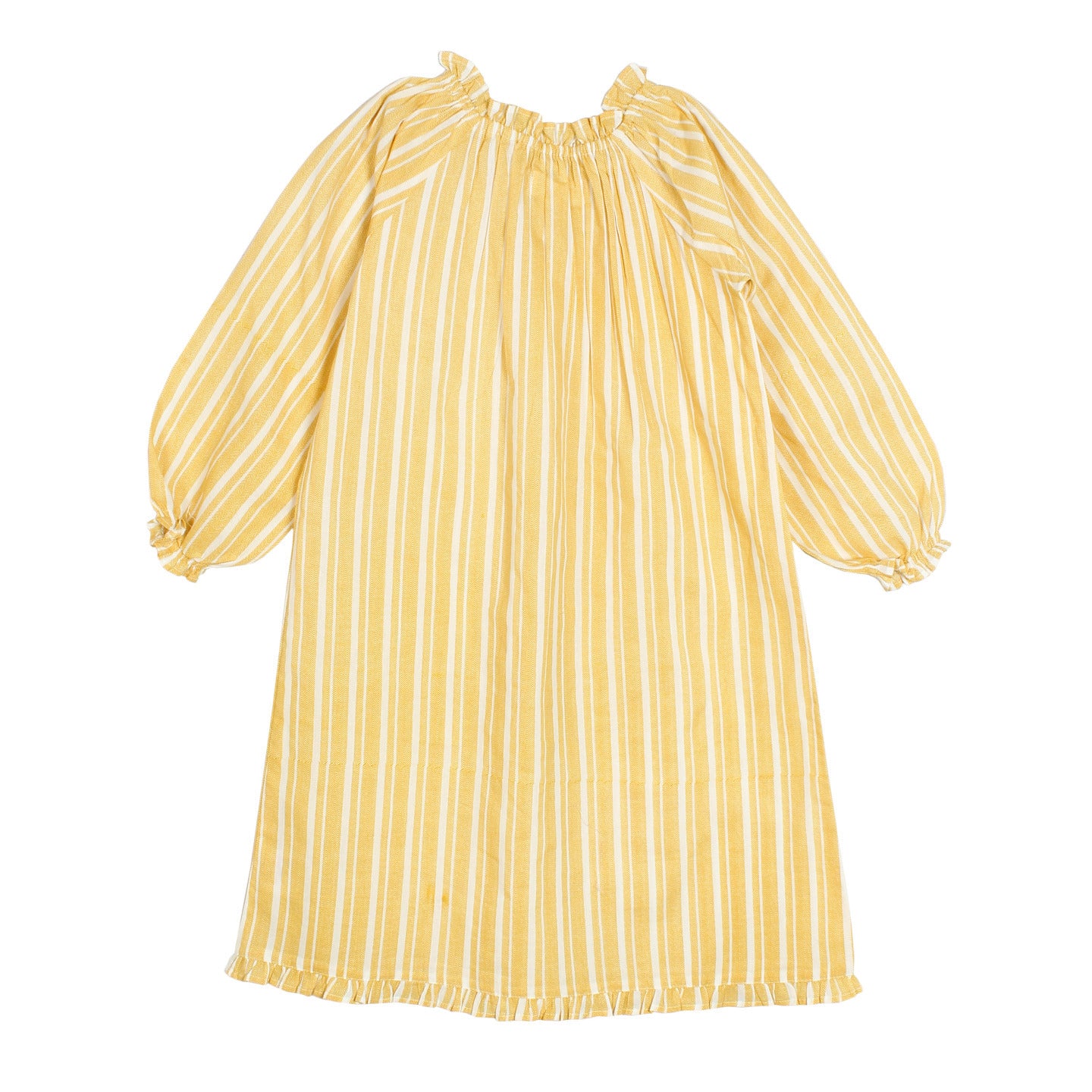 Girl's Night Dress Chevron Stripes Yellow Long Sleeved