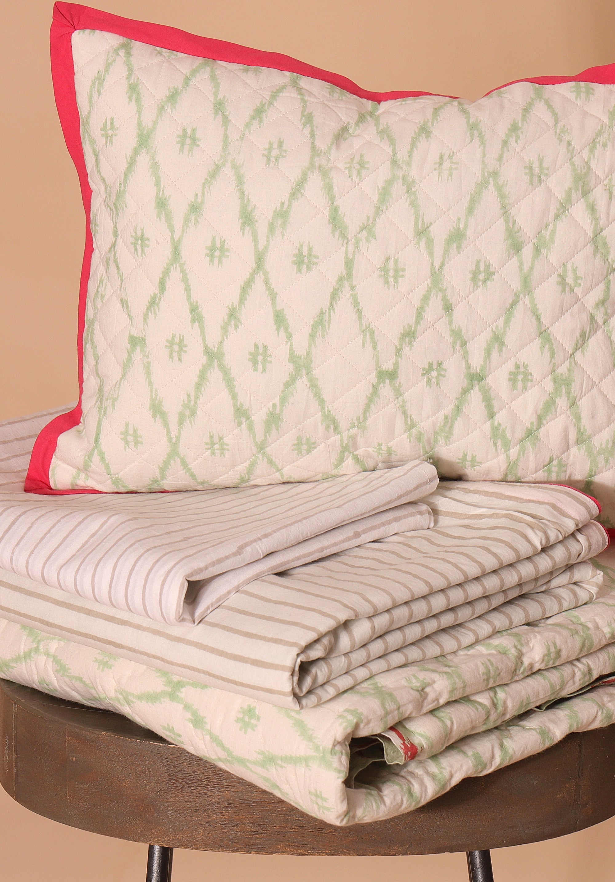 Ikkat Bedding Set Mint