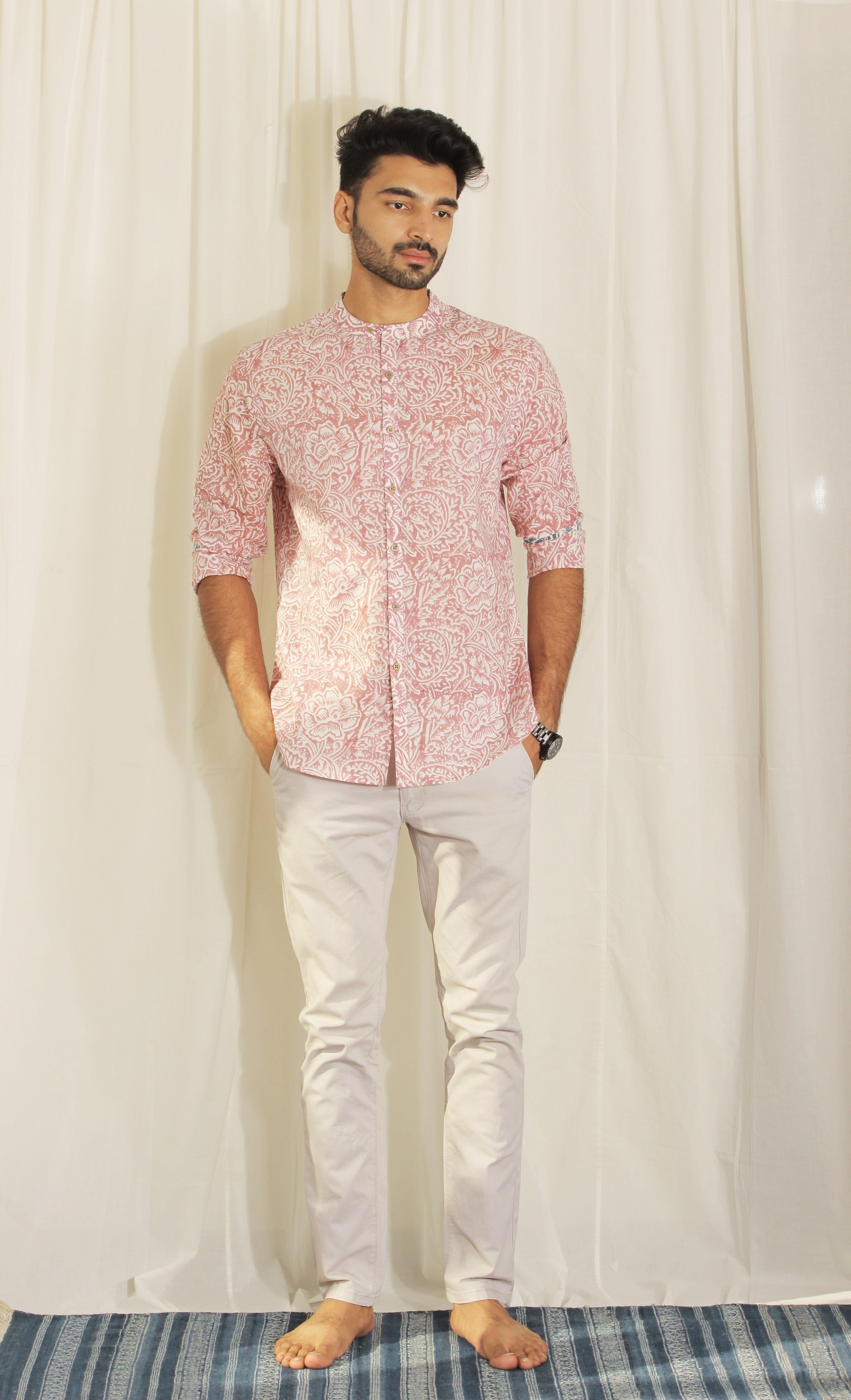 Organic Block Printed Men's Shirt