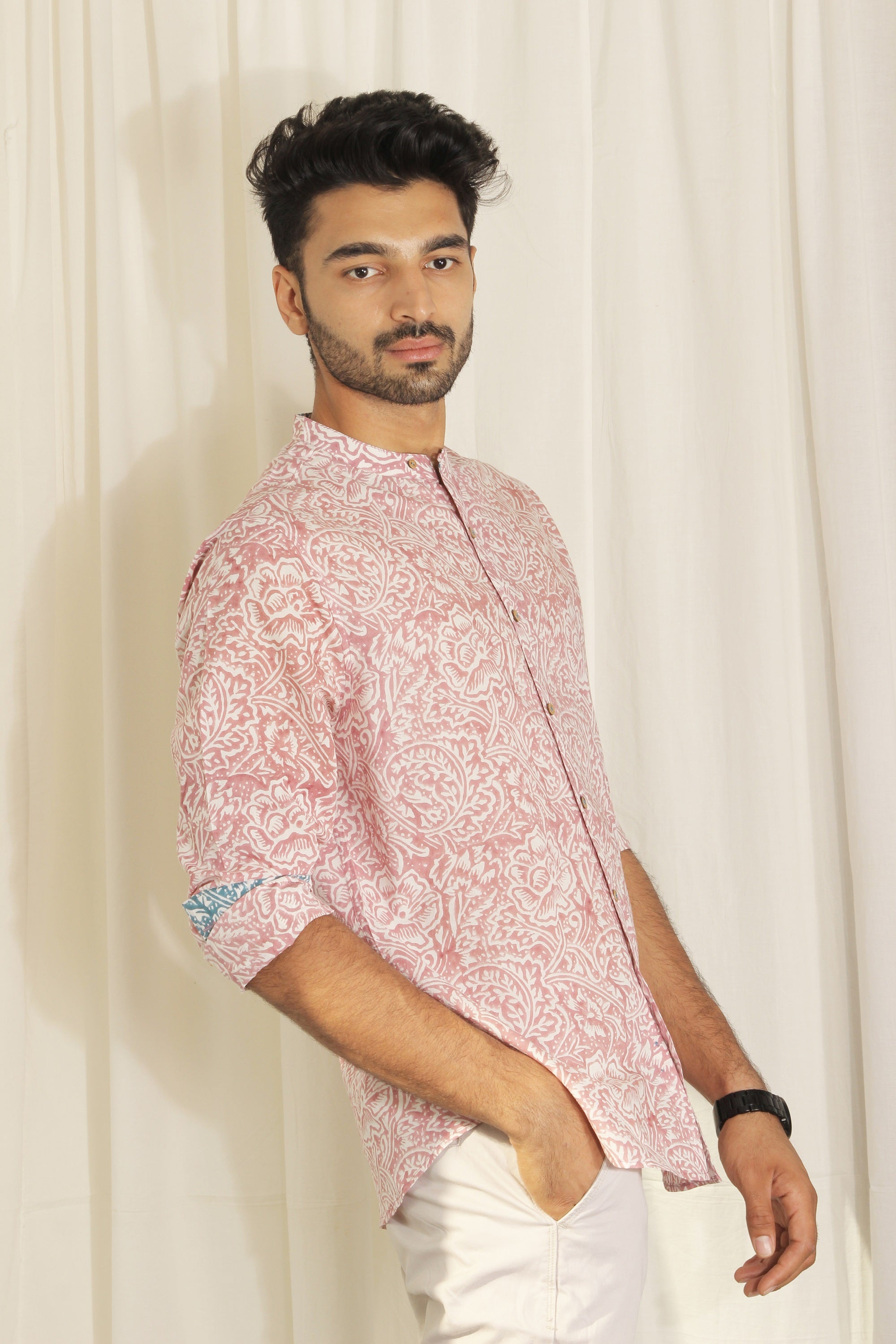 Organic Block Printed Men's Shirt