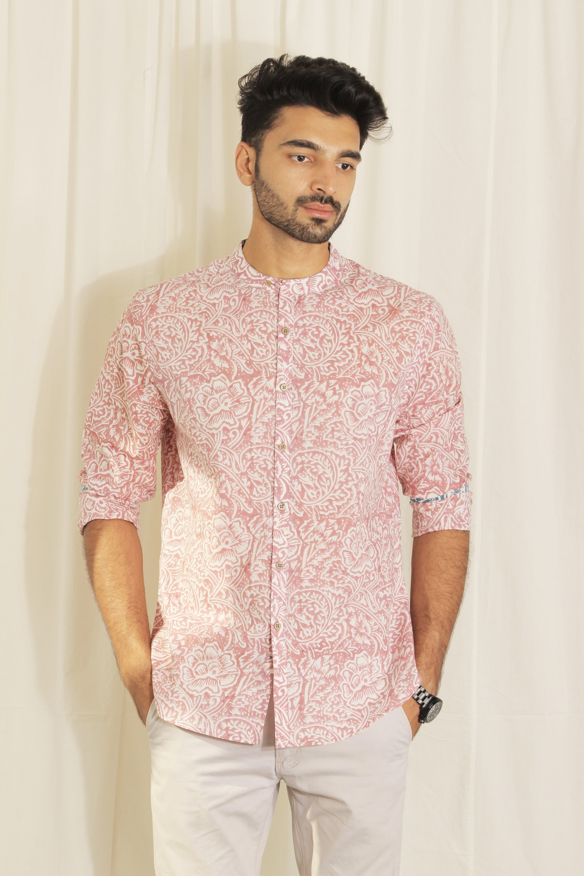 Organic Block Printed Men's Shirt