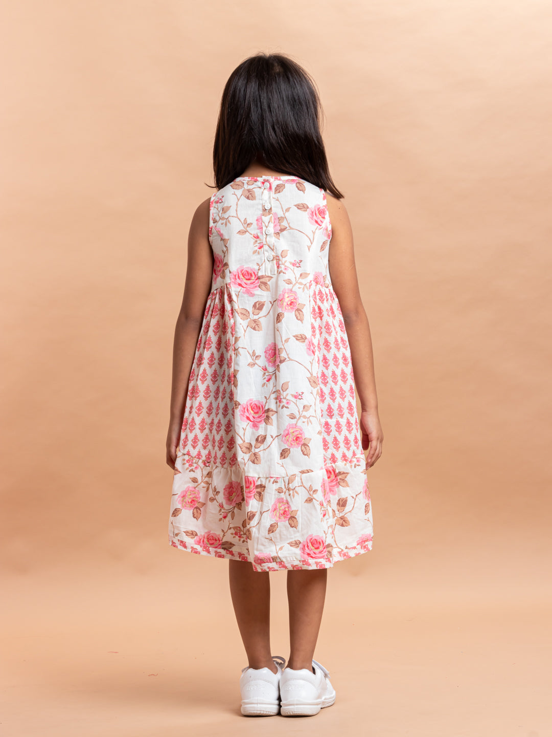 Girls Printed Dress- Luna Rose Pink