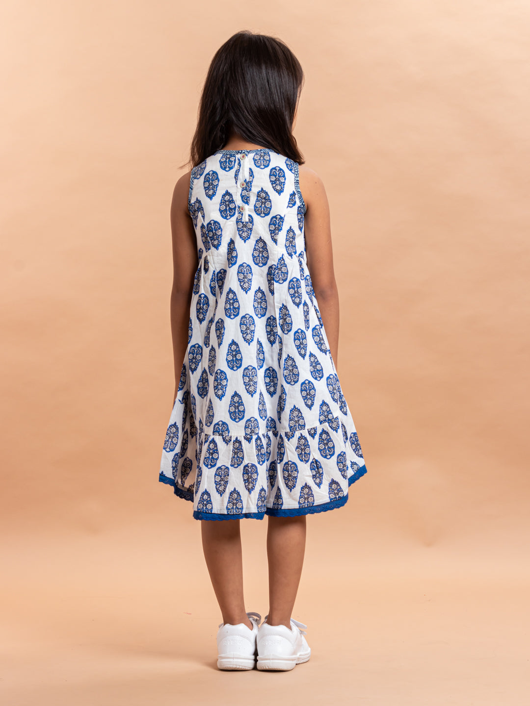 Girls Printed Dress- Luna Buti Blue