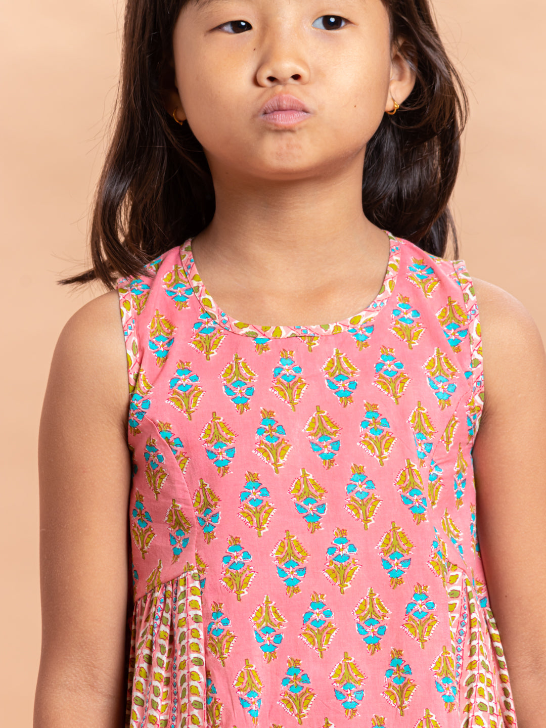 Girls Printed Dress- Luna Buti Pink