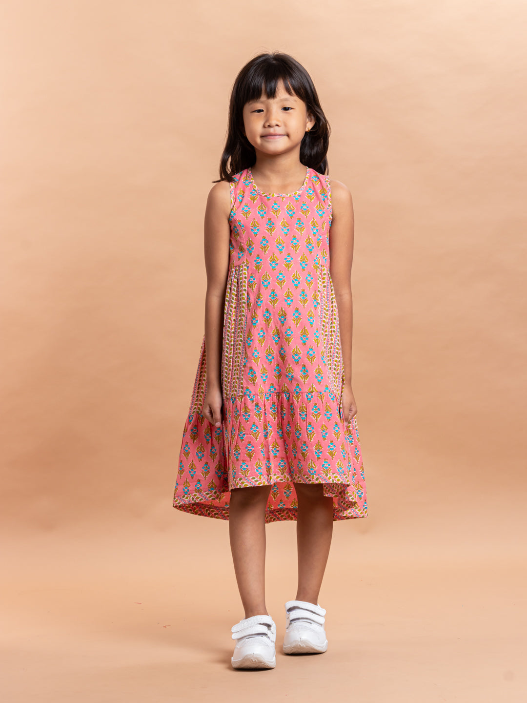 Girls Printed Dress- Luna Buti Pink
