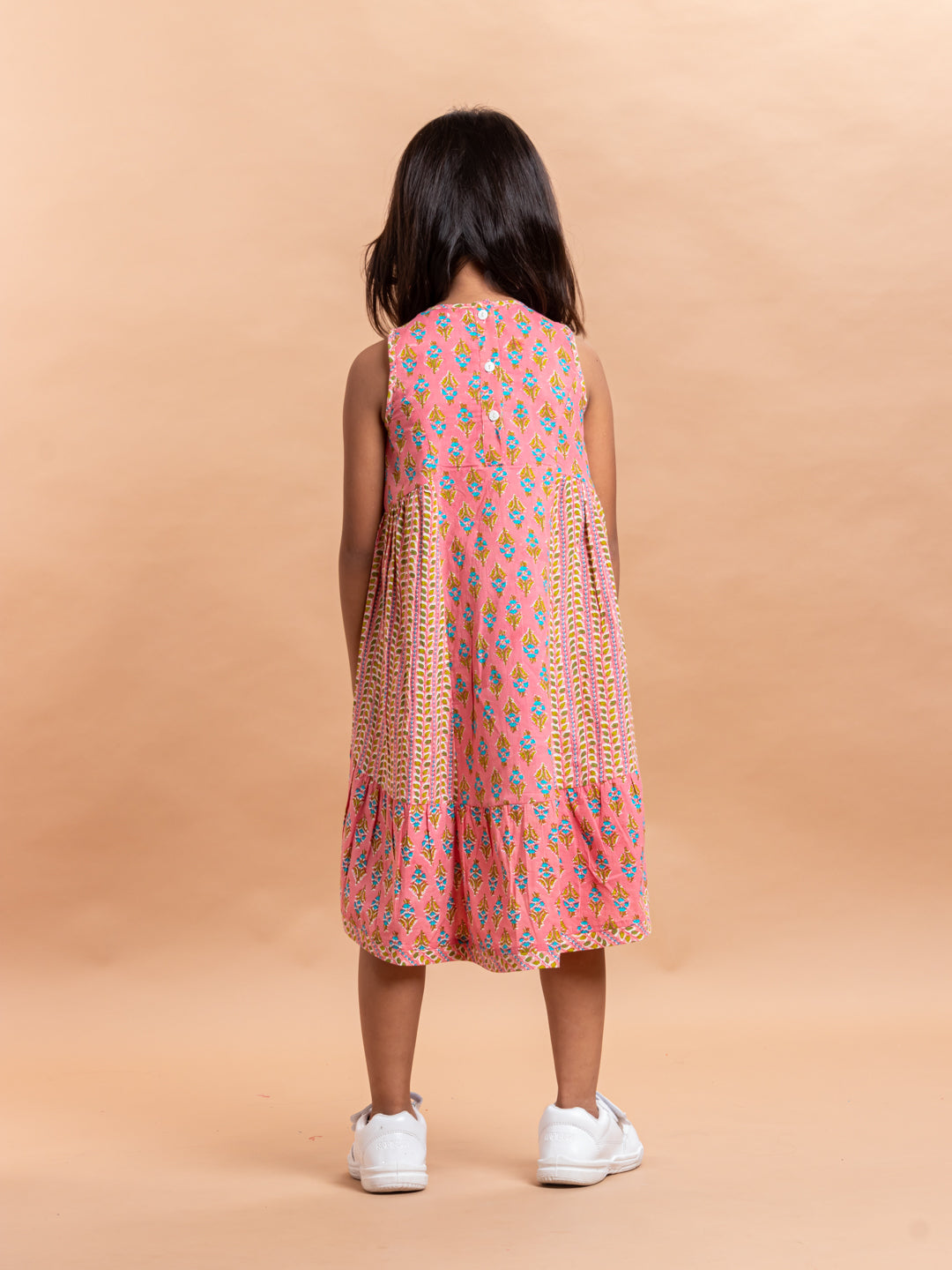 Girls Printed Dress- Luna Buti Pink