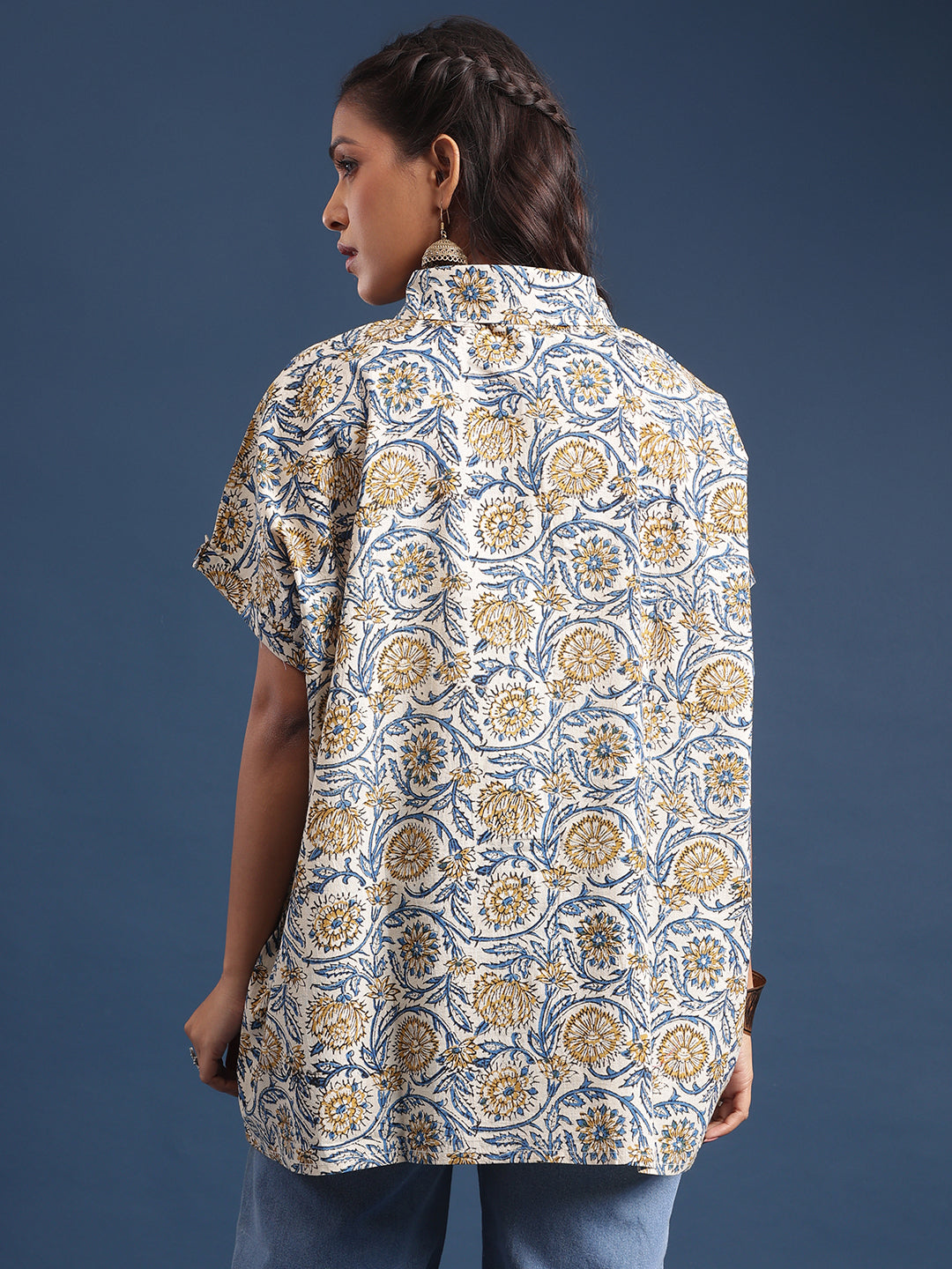 Women Block printed Mama Top marigold bagru