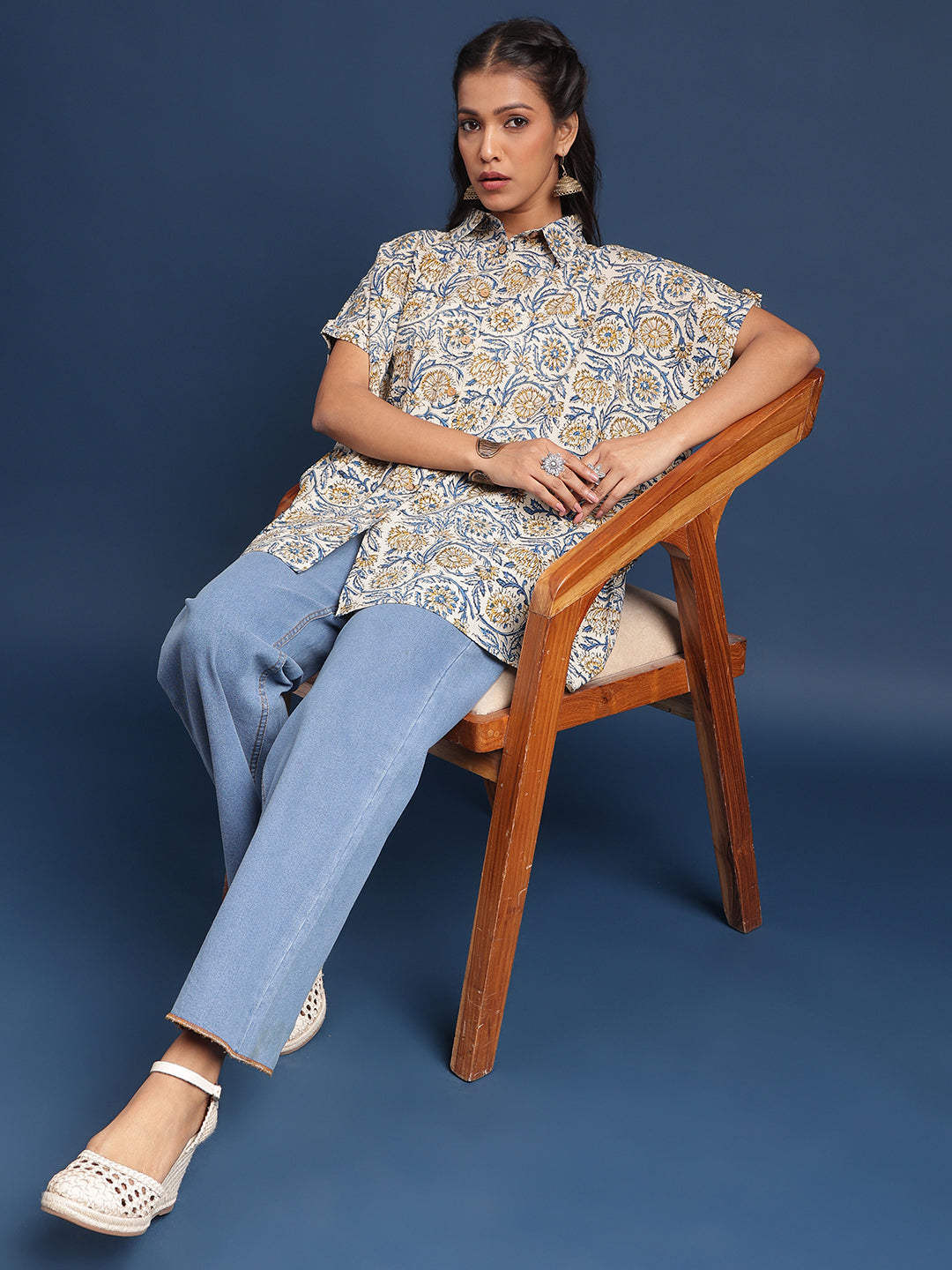 Women Block printed Mama Top marigold bagru