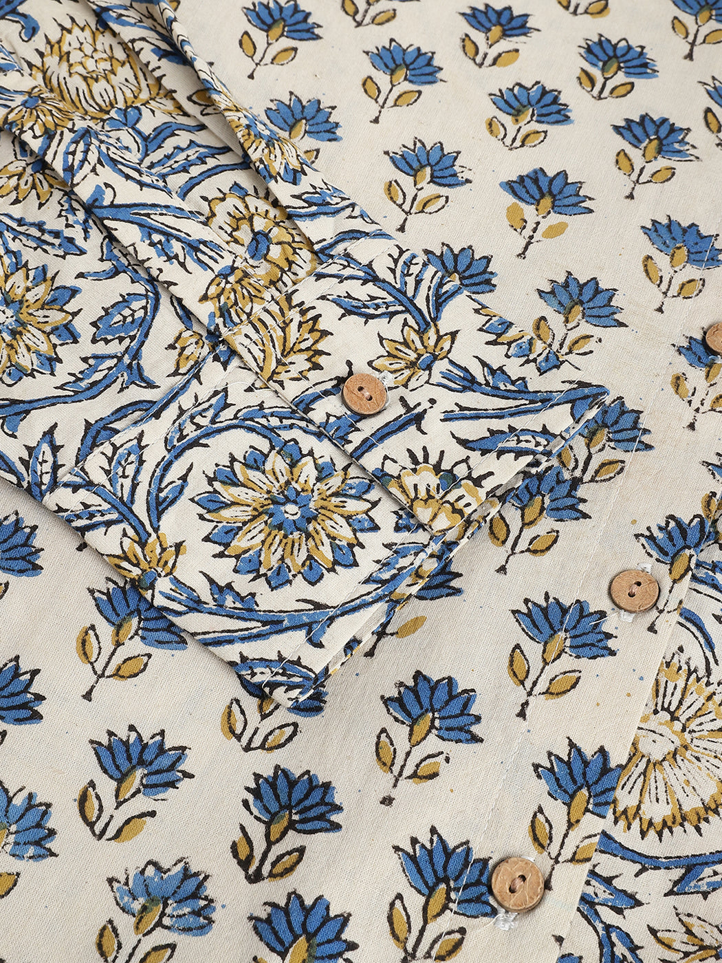 Women Block printed Piyu Oversized shirt marigold