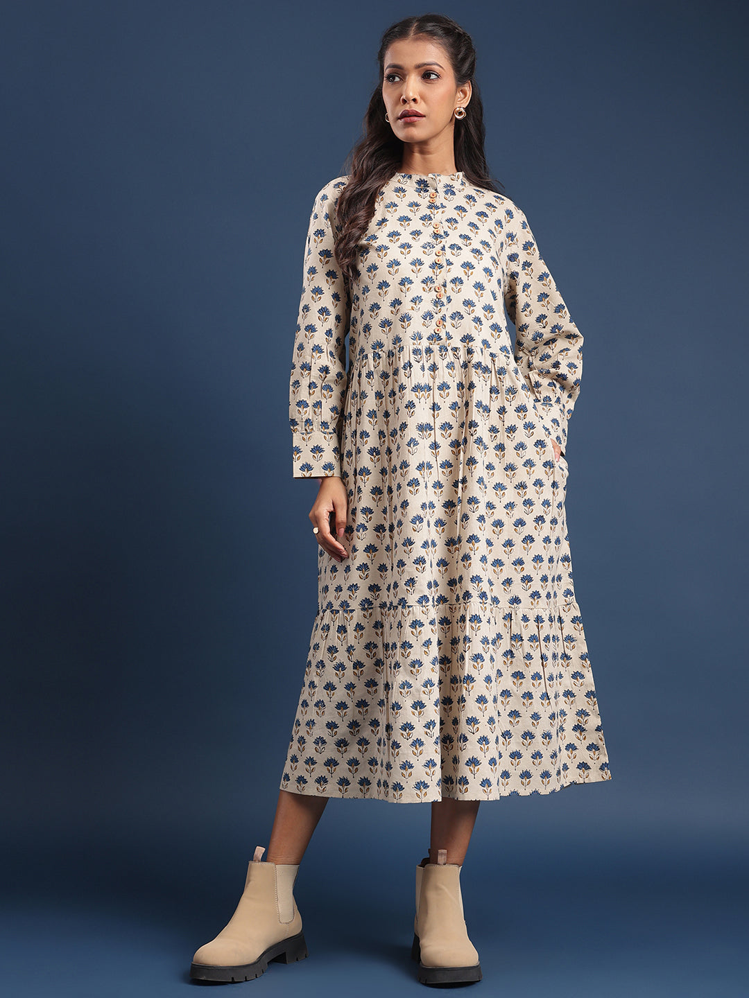 Women Cotton dress Fiona Beige