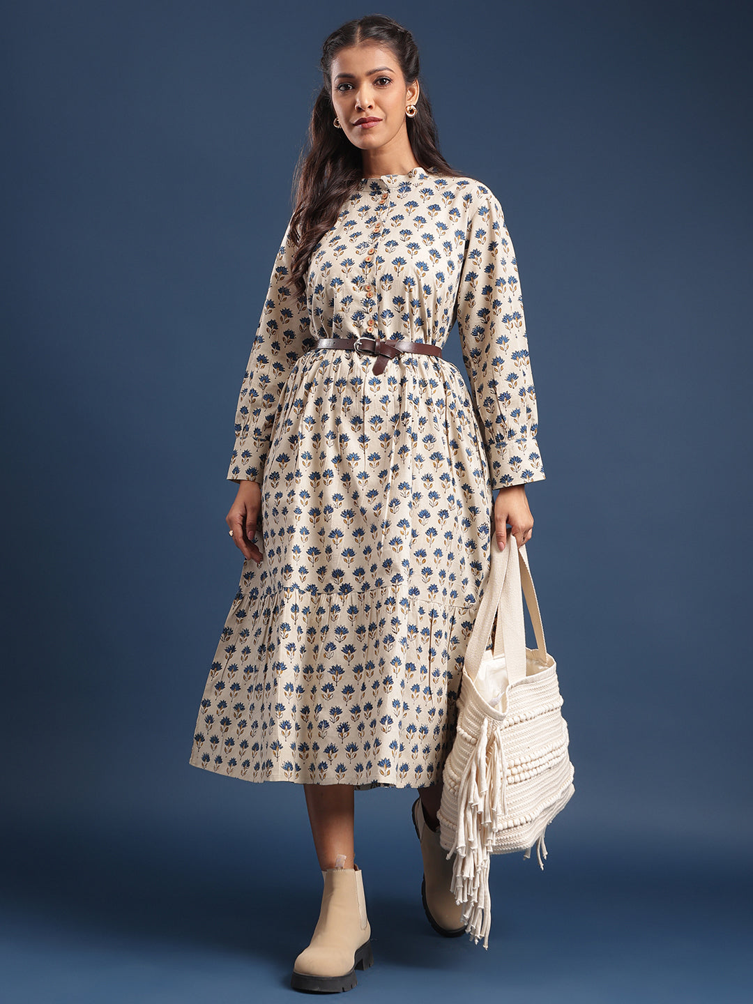 Women Cotton dress Fiona Beige