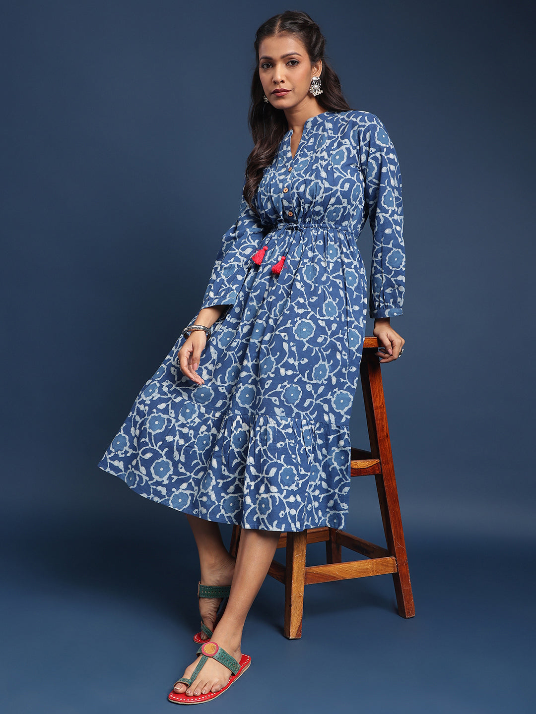 Women Tiered dress Debbie Indigo