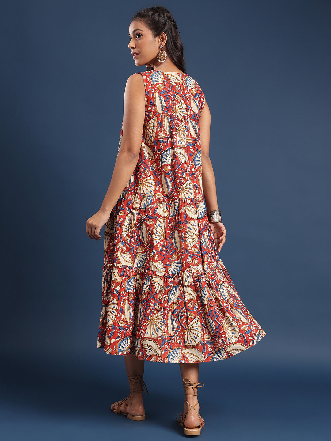 Women Tiered dress Nirmala Floral Rust