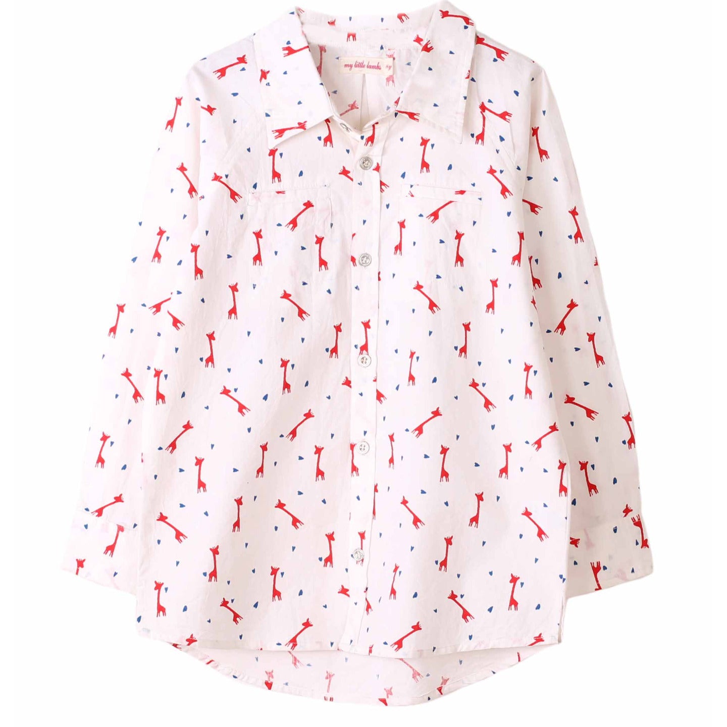 Printed Boy's Shirt Giraffe Red