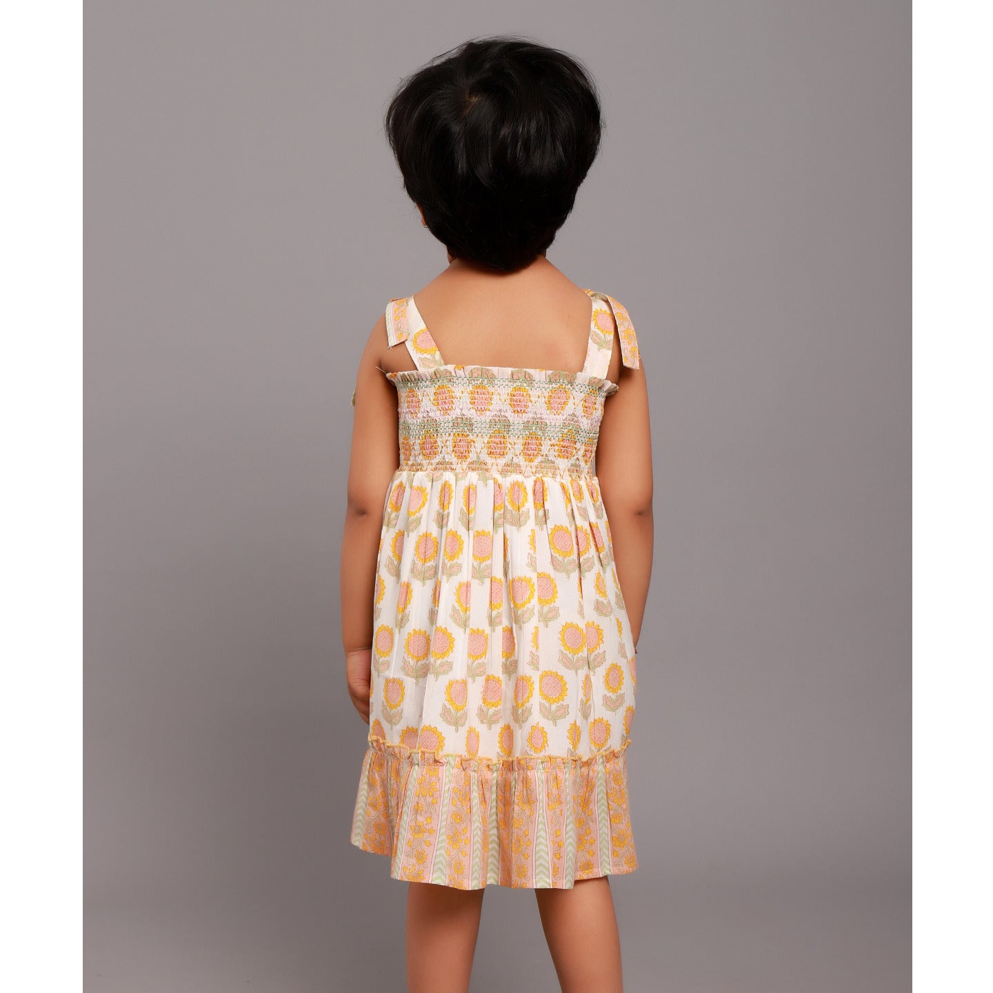 Block printed Baby Girls Smocked dress