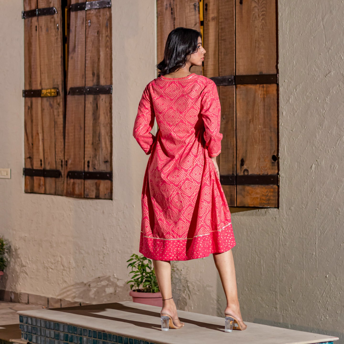 Women kurta dress Coral red