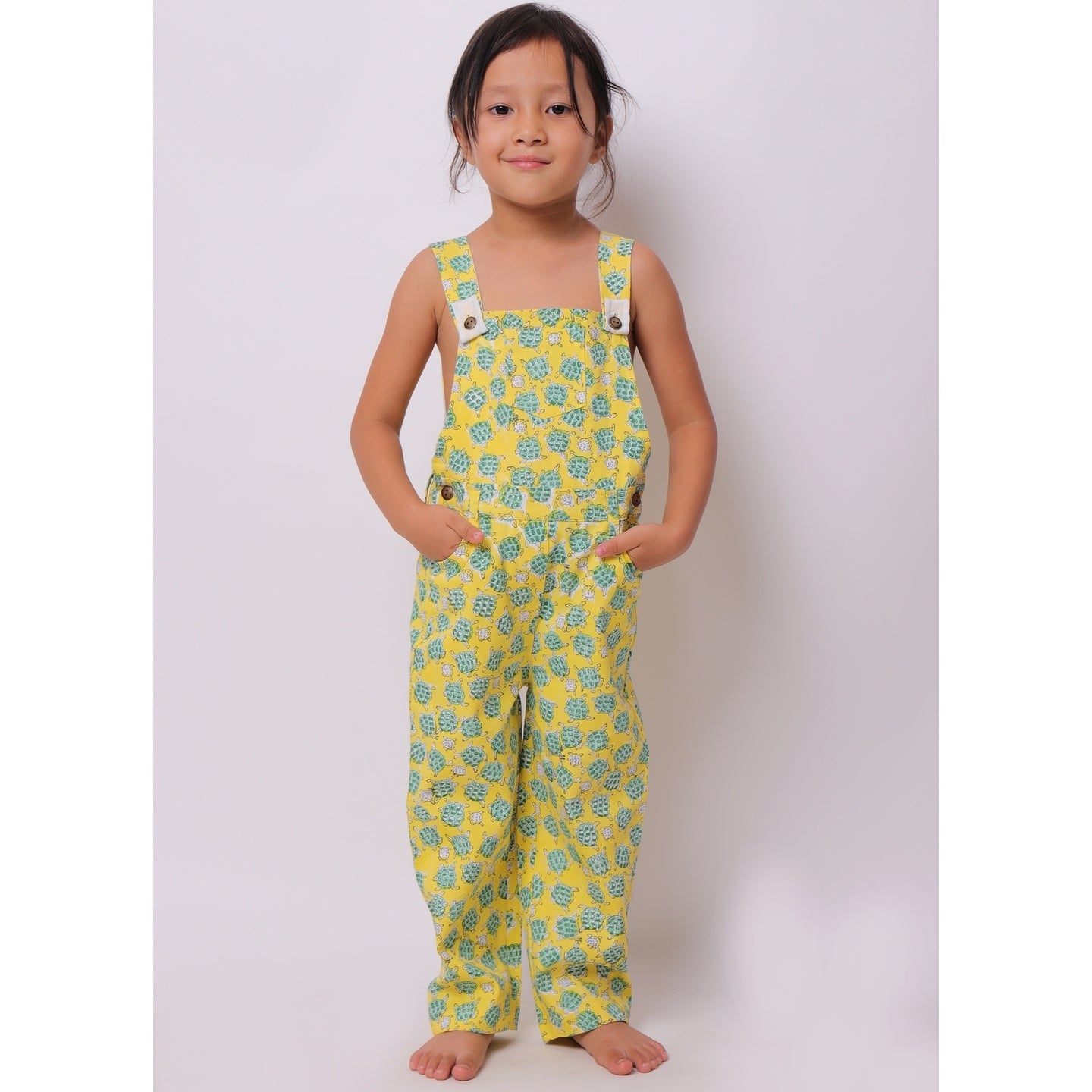 Tortoise print Full Length Dungarees Yellow