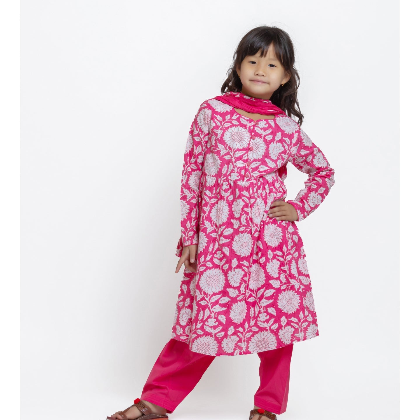 Papiha Kurta Set Pink Jaal