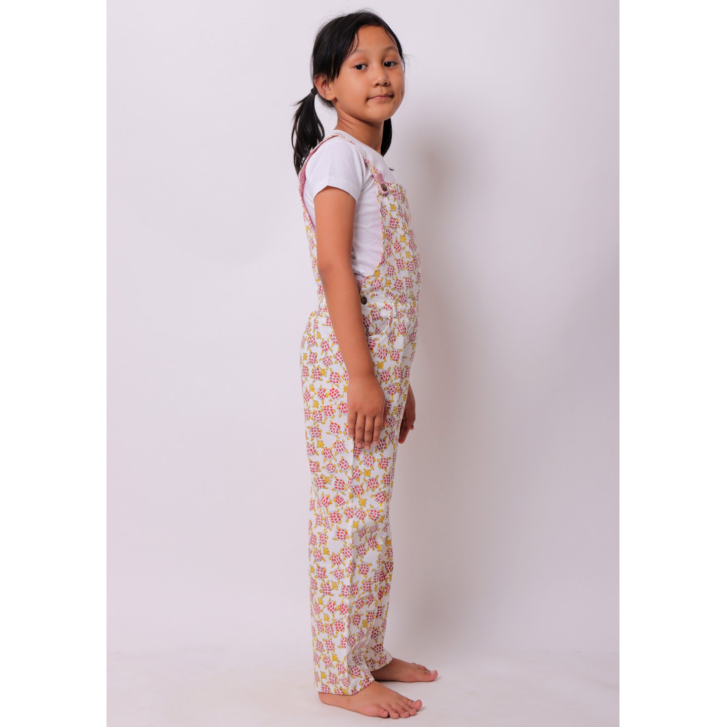 Tortoise print Full Length Dungarees Red