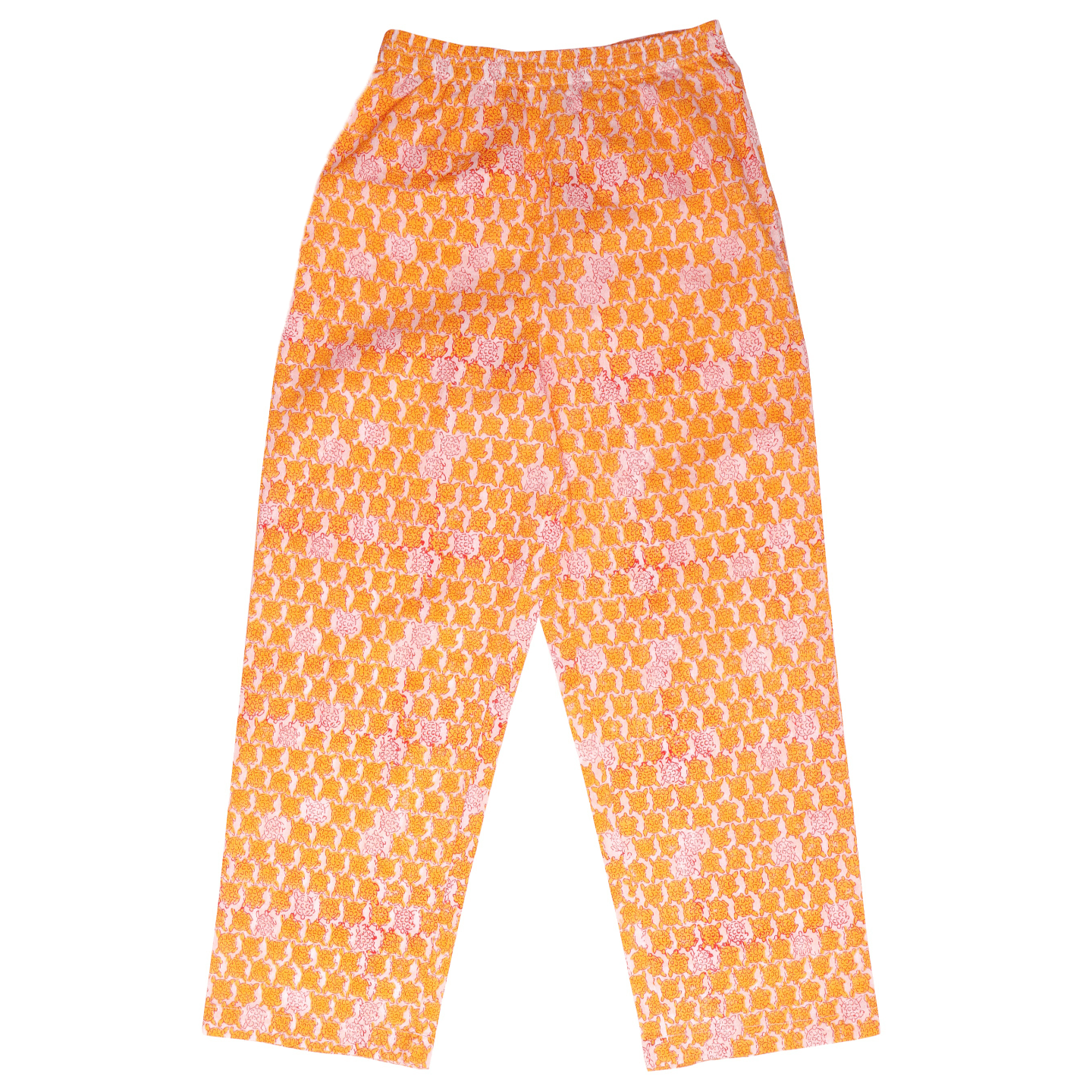 Block Printed Unisex Night Suit Set Tortoise Yellow