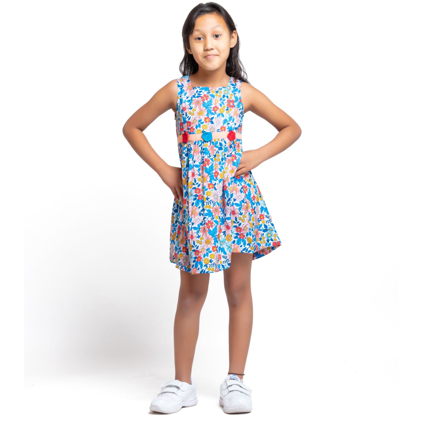 Garden Dress with crochet flowers Multicolor