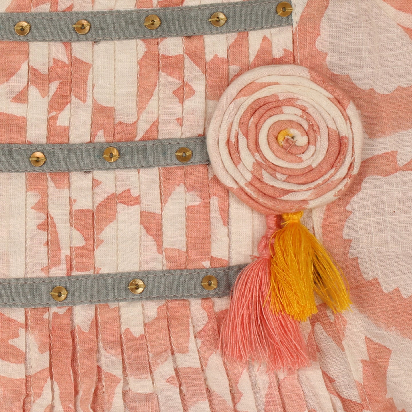 Block Printed Pleated Top Sonia Rose Pink