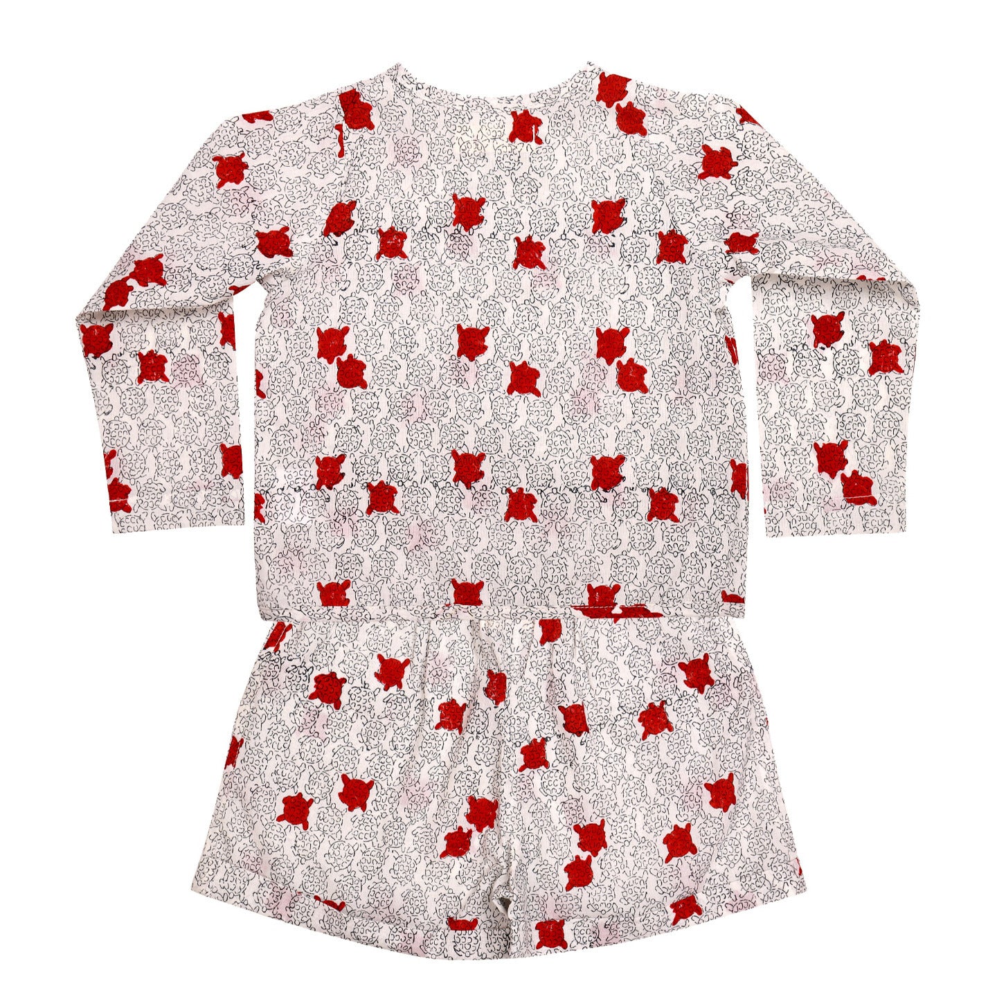 Block Printed Baby Clothing Set Sea Turtle Red