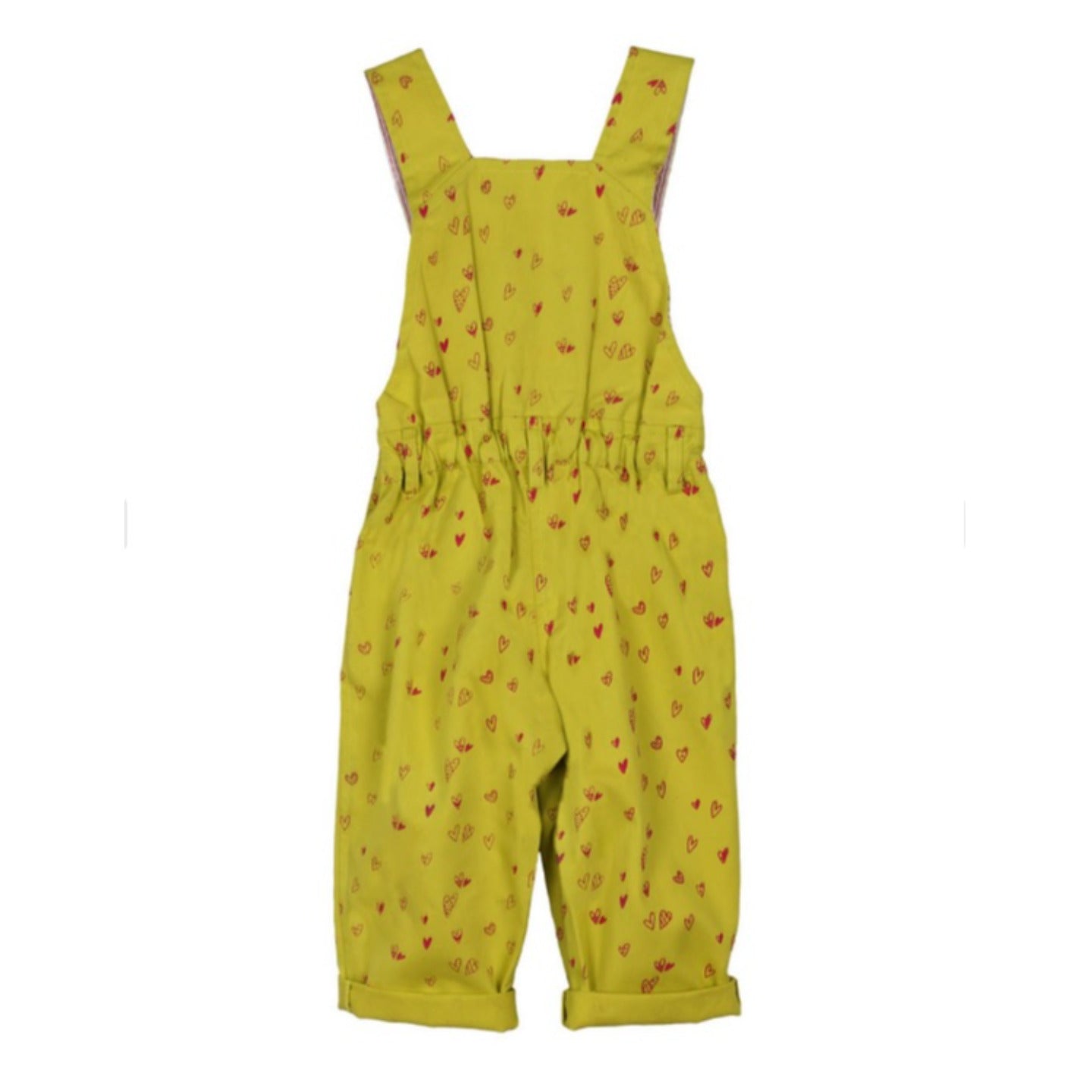 Unisex cotton dungaree Heart print green