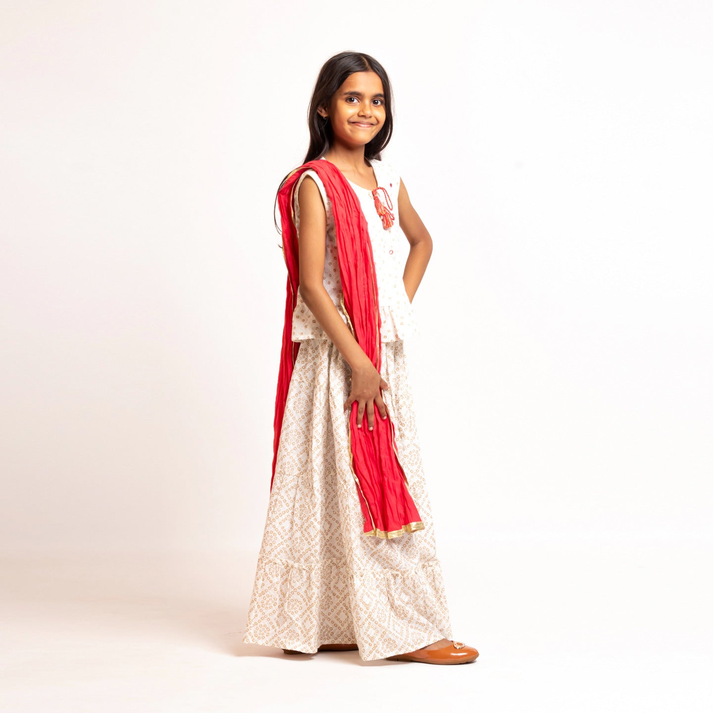 Girls Lehenga choli set White