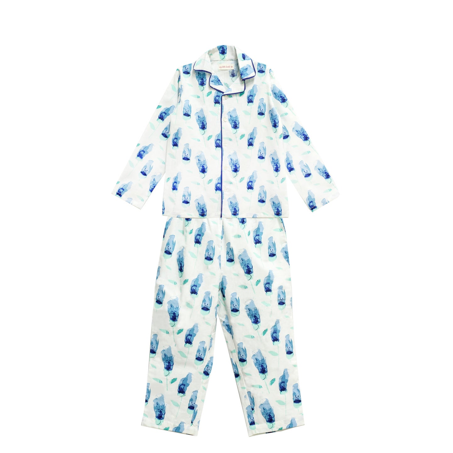 Printed Girl's Night Suit Tulip Blue