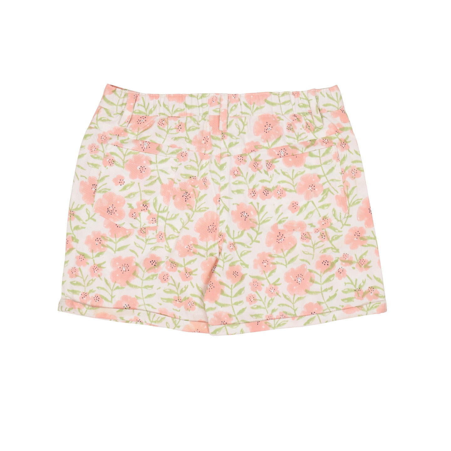 Block printed twill shorts Floral Pink