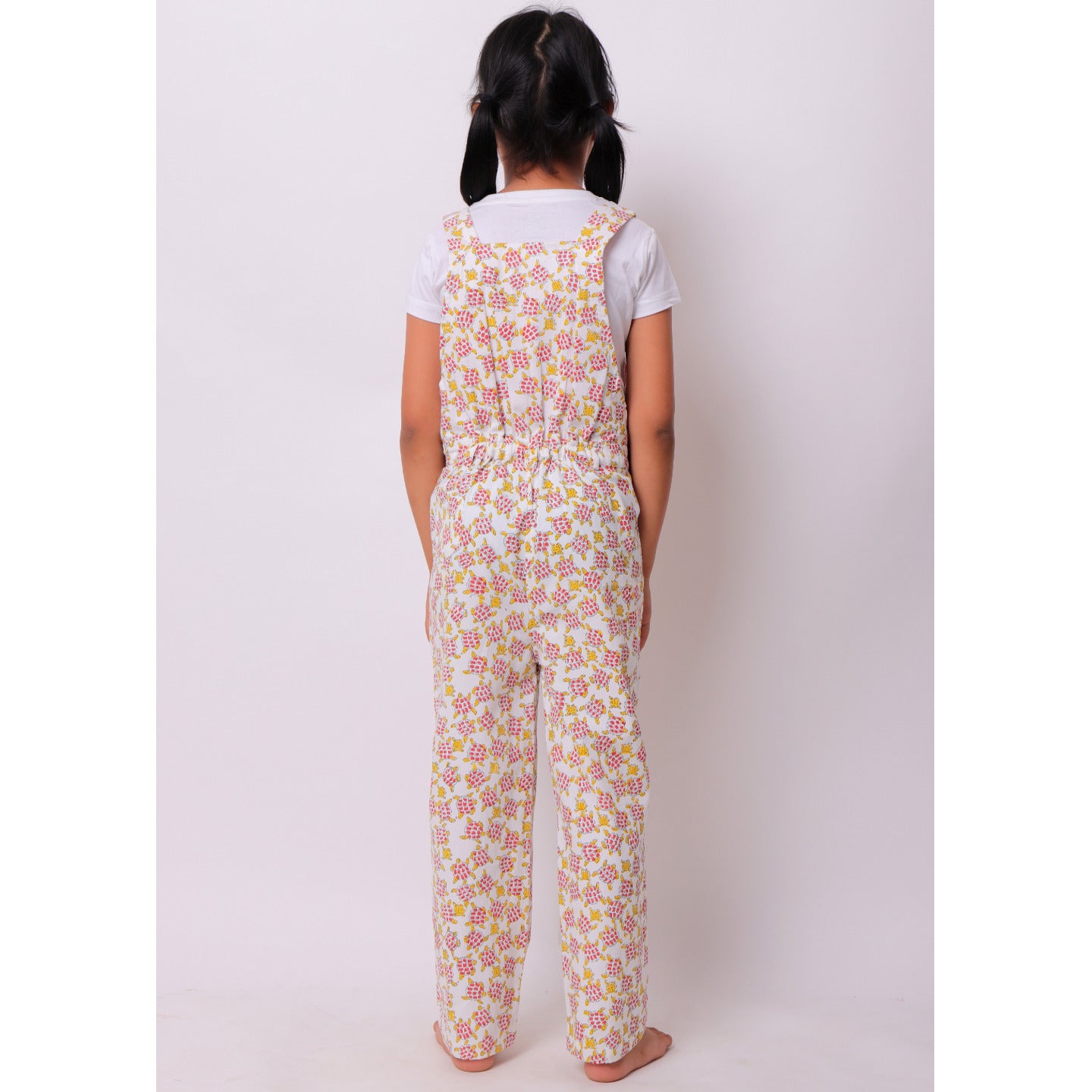 Tortoise print Full Length Dungarees Red