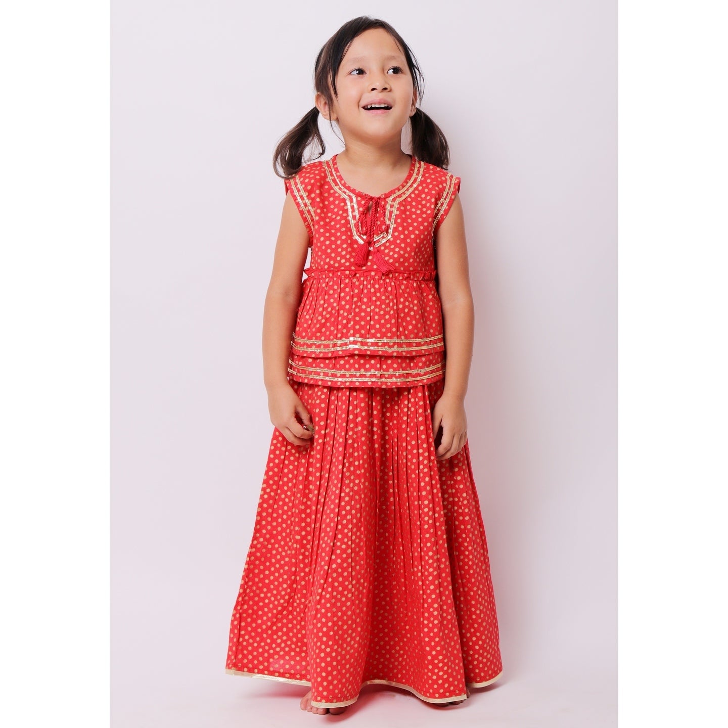 Dot Red Lehenga Choli Set