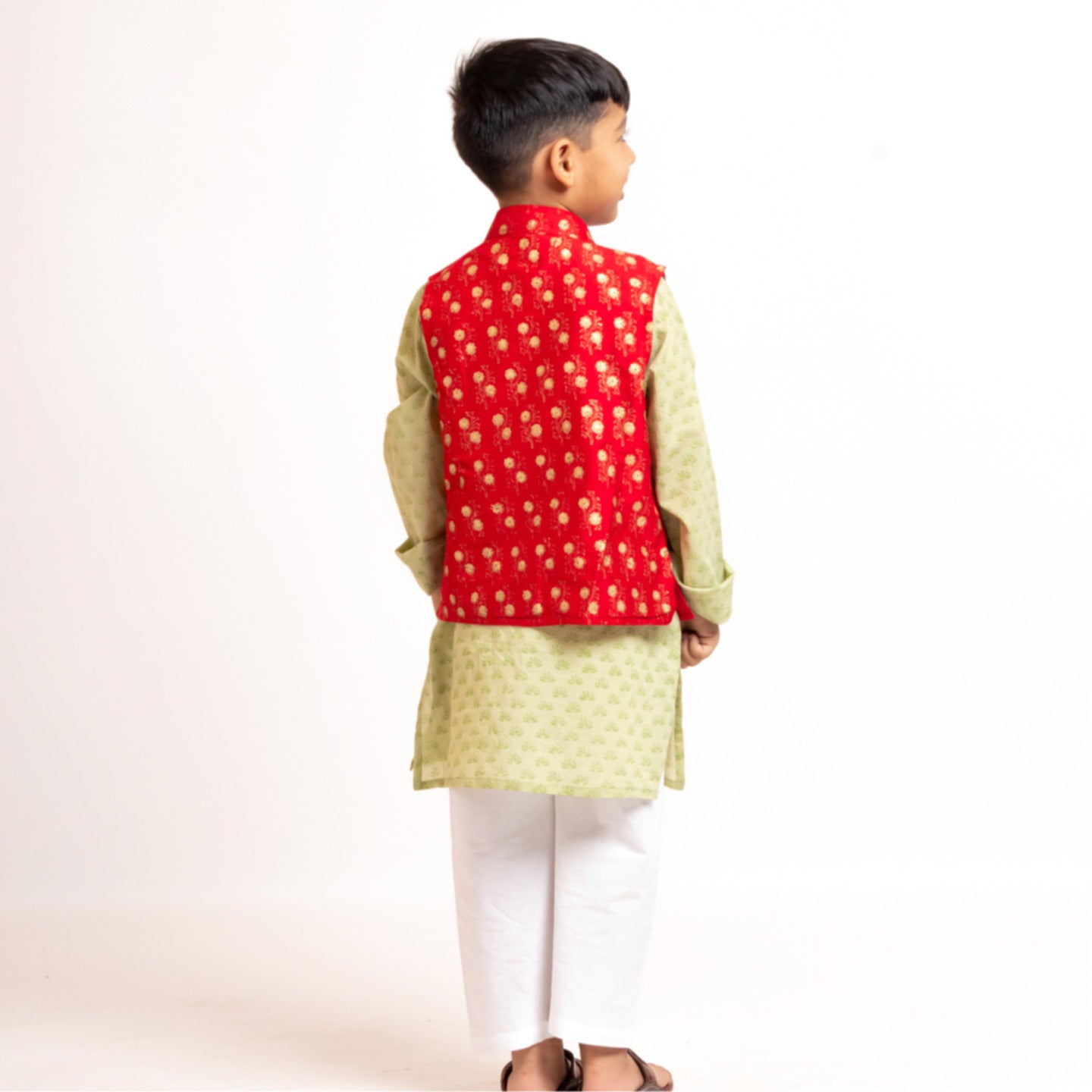 Boy's kurta jacket set Olive