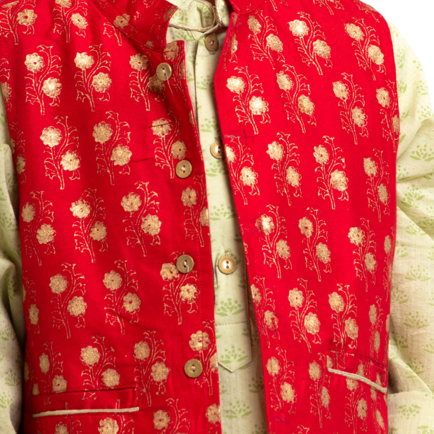 Boy's kurta jacket set Olive