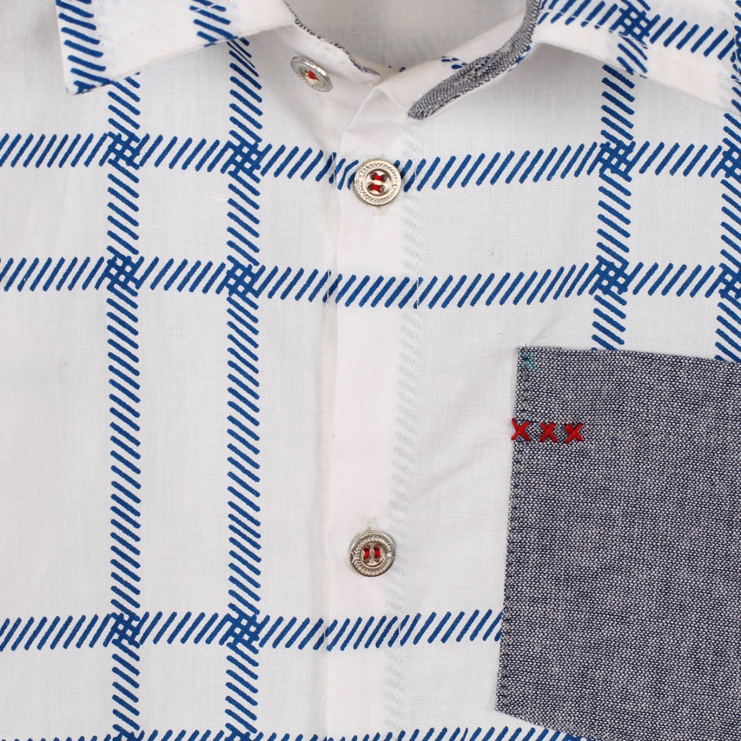 Printed Boy's Shirt Check Blue