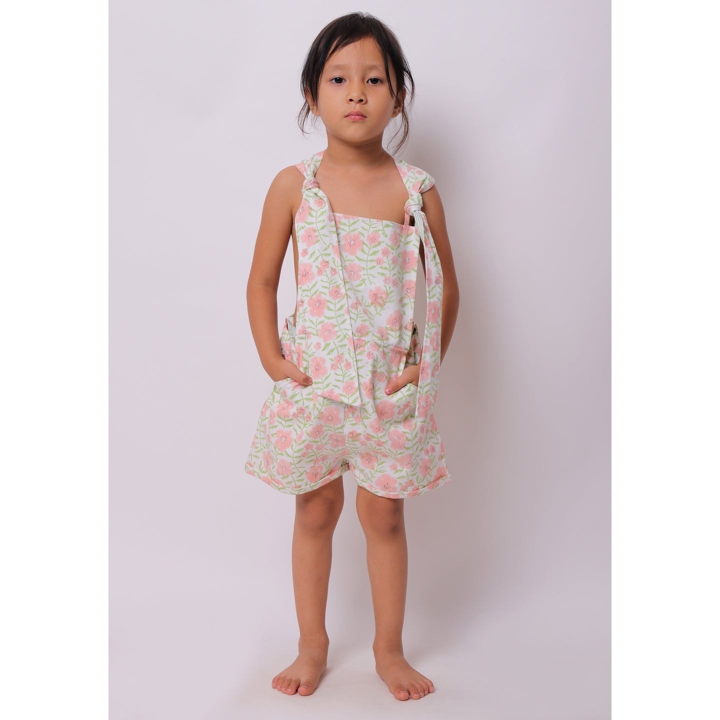 Floral Short Dungaree Pink