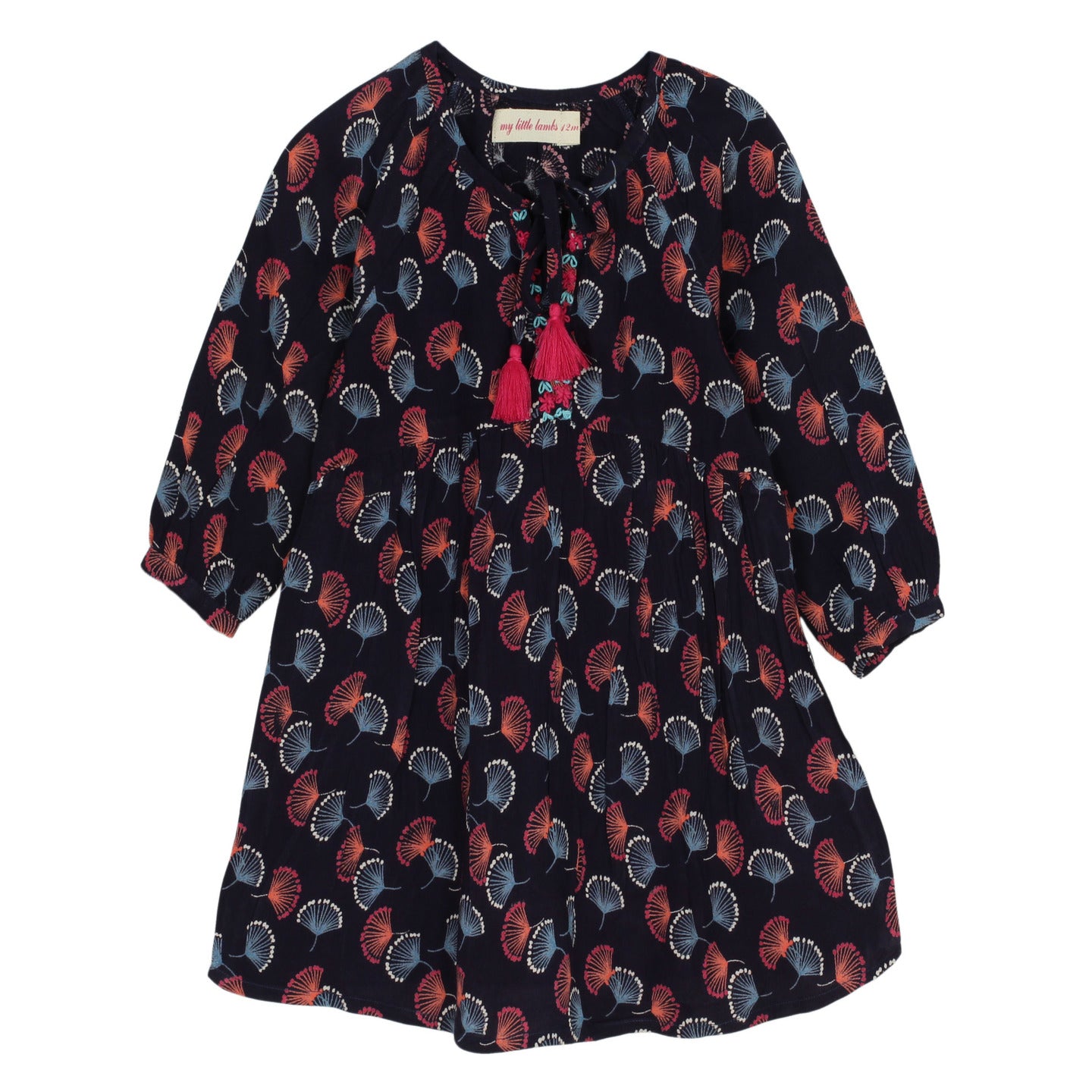 Printed High waisted Dress Jassi Navy