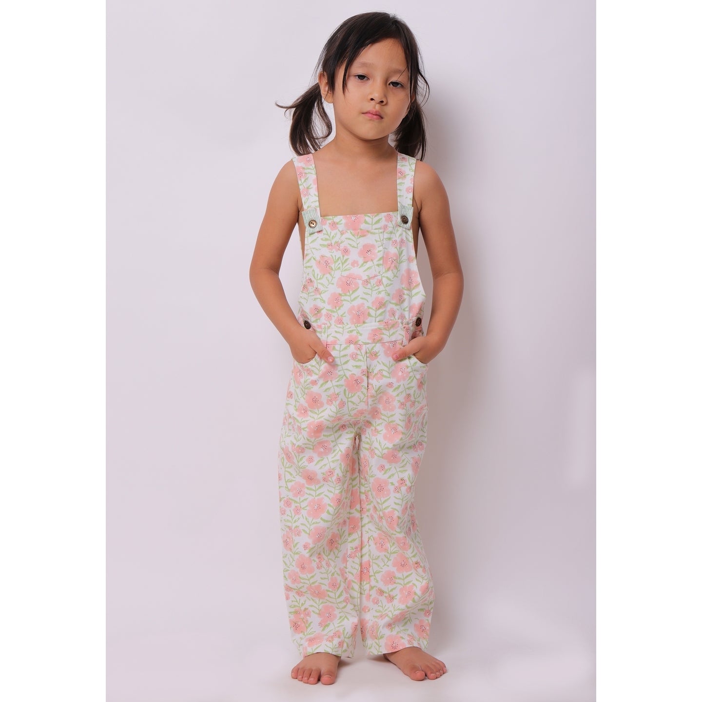 Floral Full length Dungaree Pink