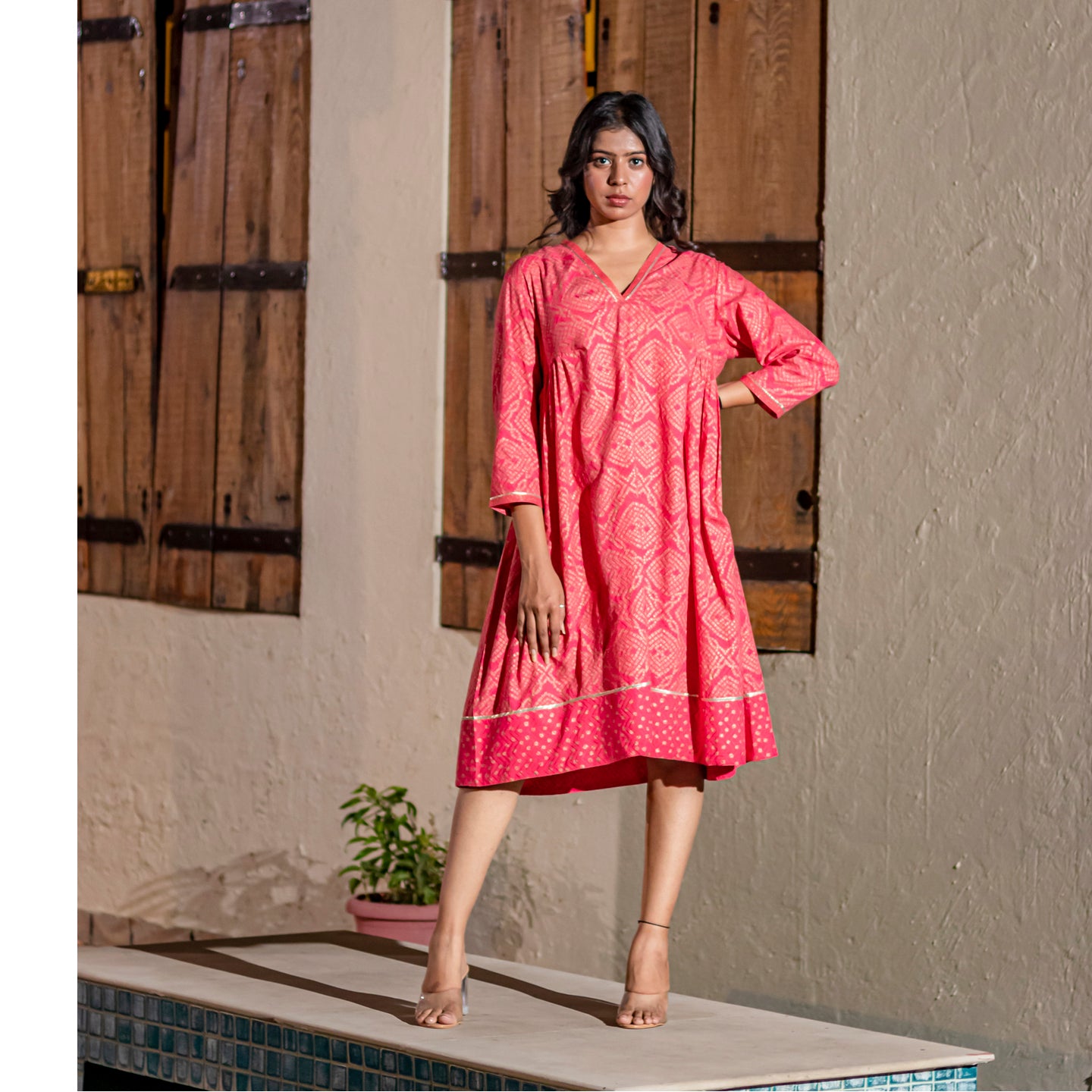 Women kurta dress Coral red