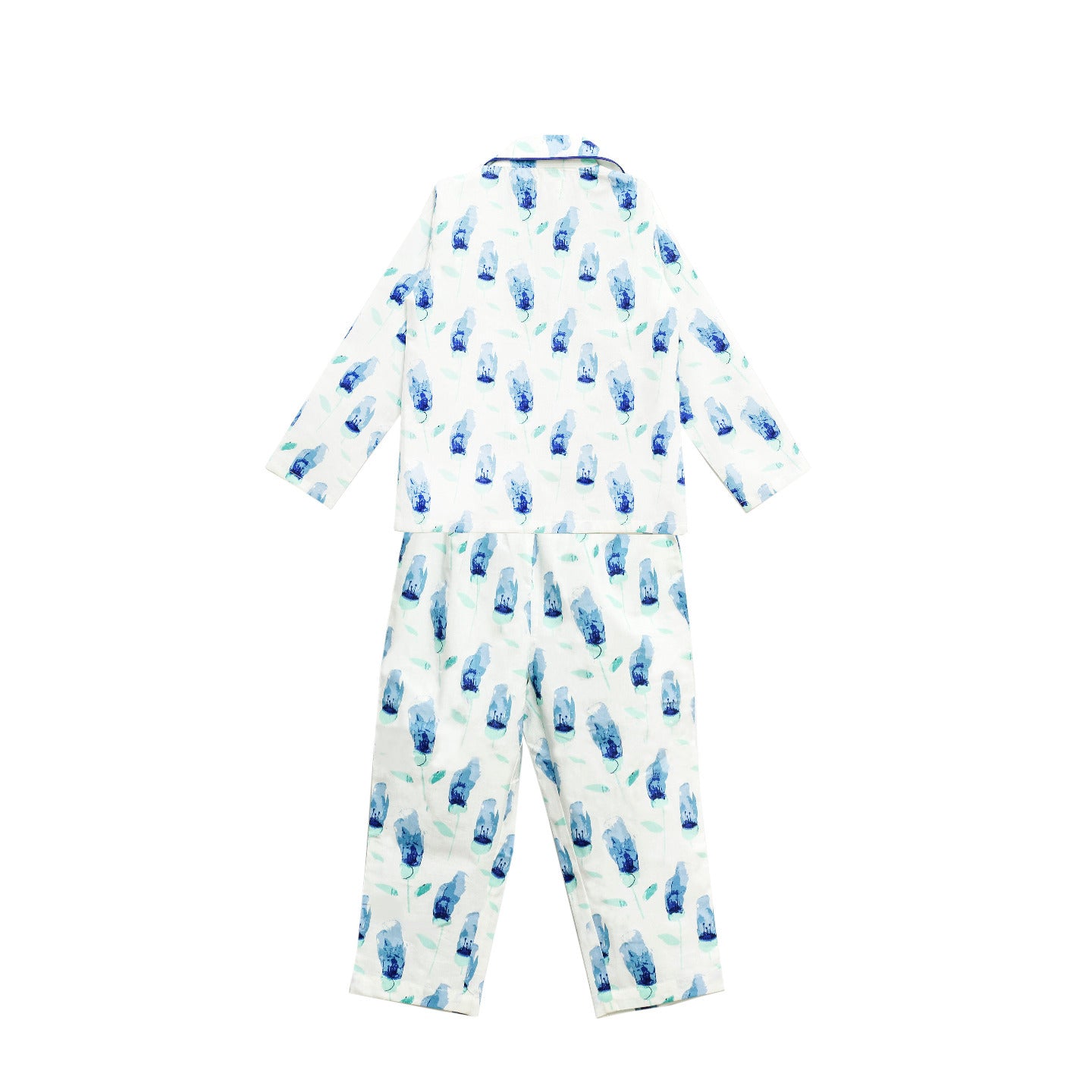 Printed Girl's Night Suit Tulip Blue