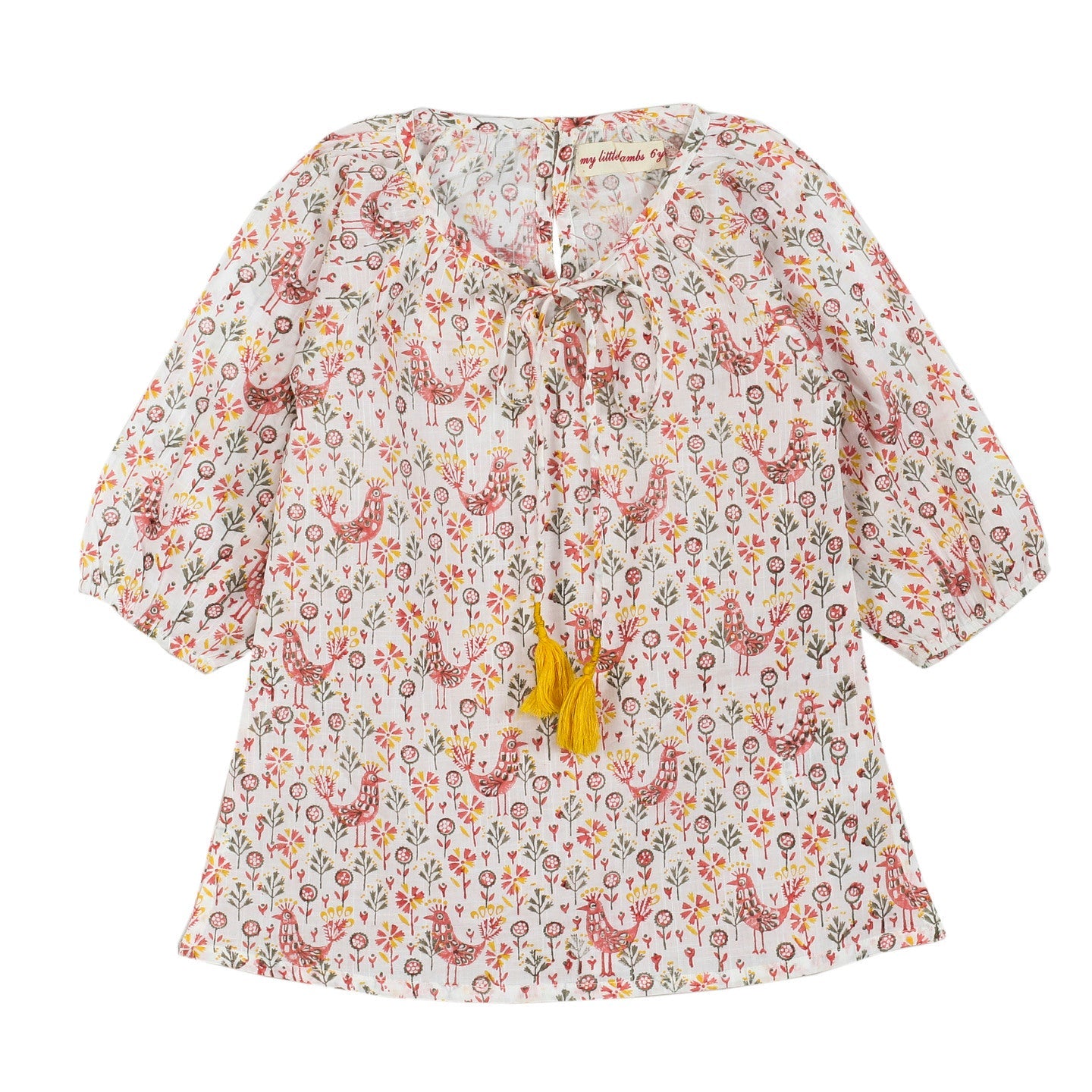 Block Printed Top Megha Peacock Pink